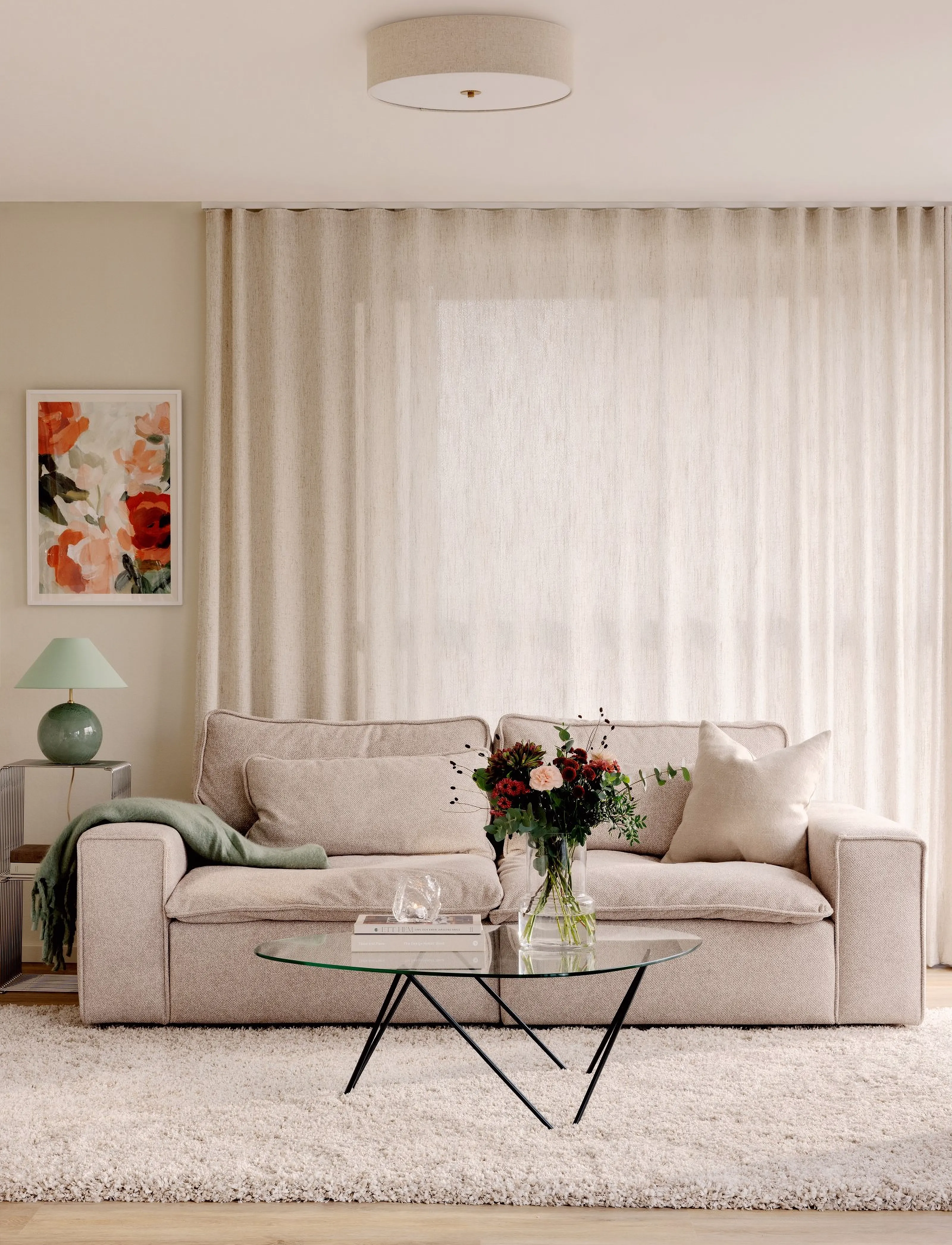 Globen Lighting Loftlampe Noah 35, Ø 35 cm, Ceiling Lamps, Beige - Flush Mount Lights, Homeware
