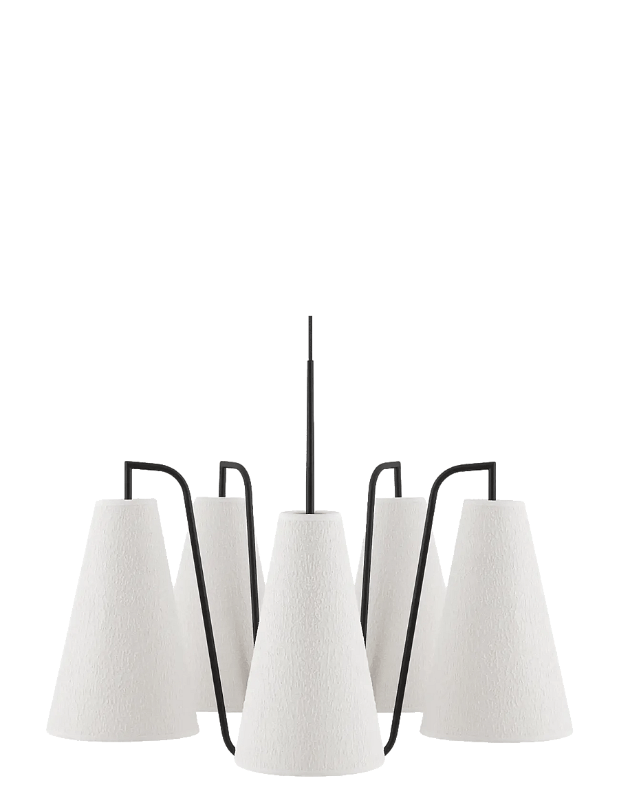Globen Lighting - Pendant Lou 5 White bouclé/black - pendellampen - white /black - 1