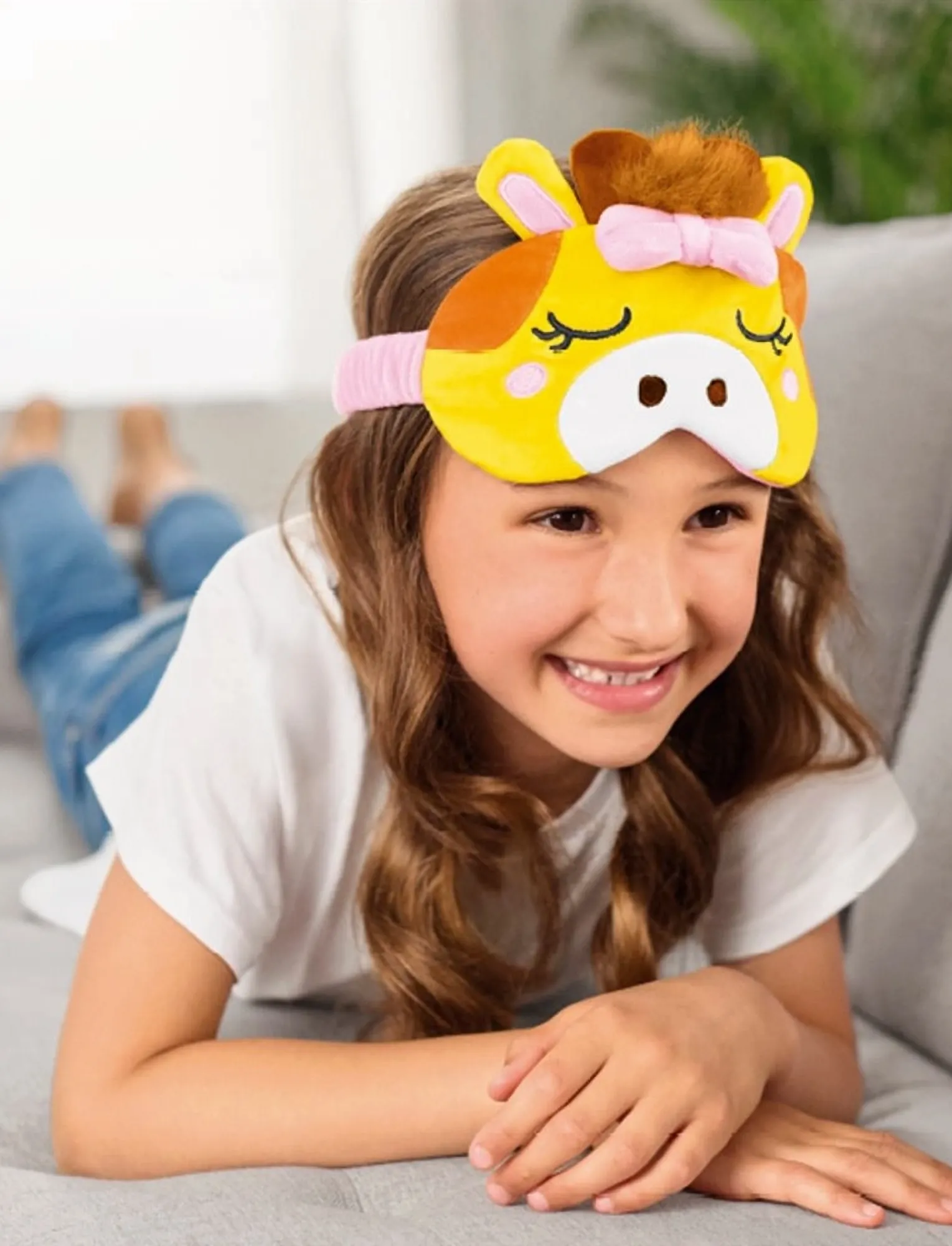 Go Travel Giraffe Snuggle Eye Mask, One Size, Yellow, Hatte > Pandebånd, Børn