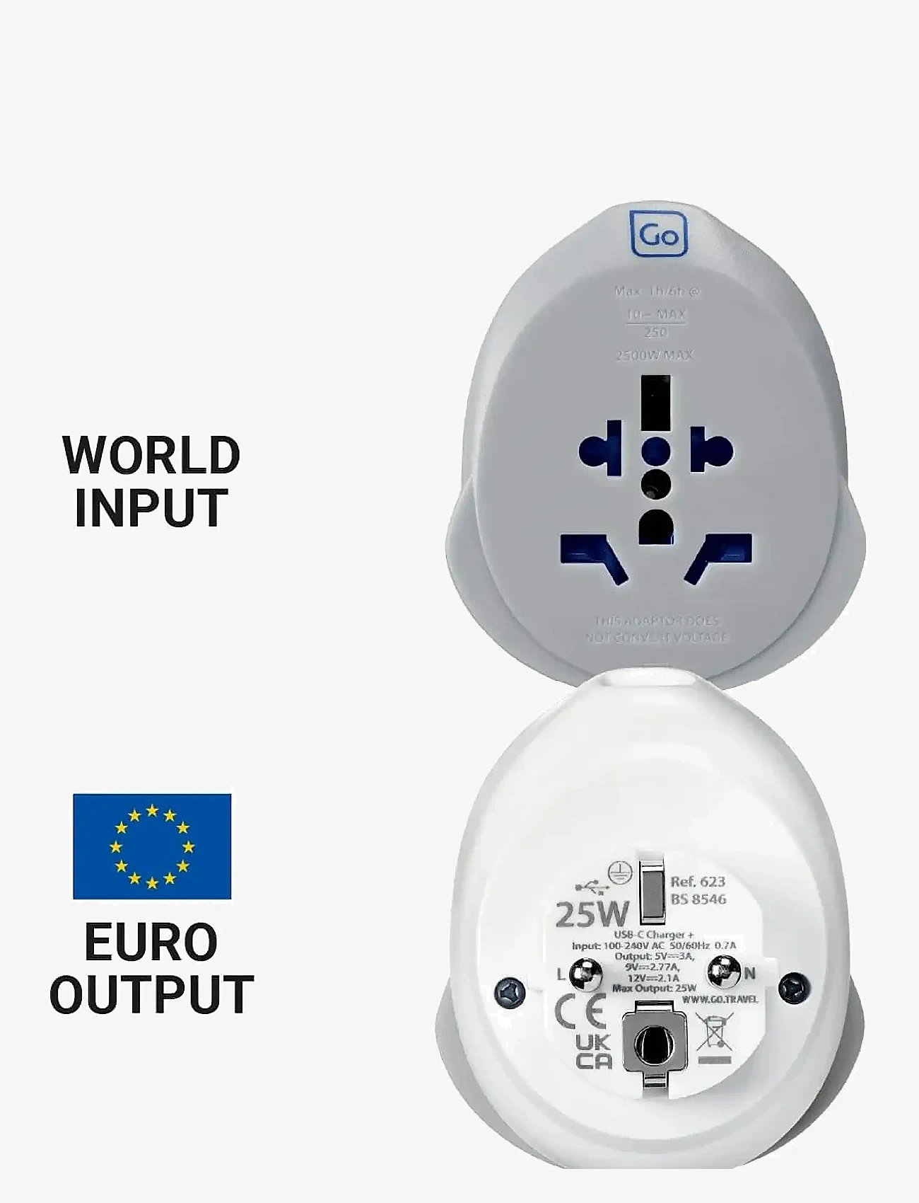 Go Travel - World - EU USB-C Adaptor + (25W) - shoppa efter tillfälle - white - 1