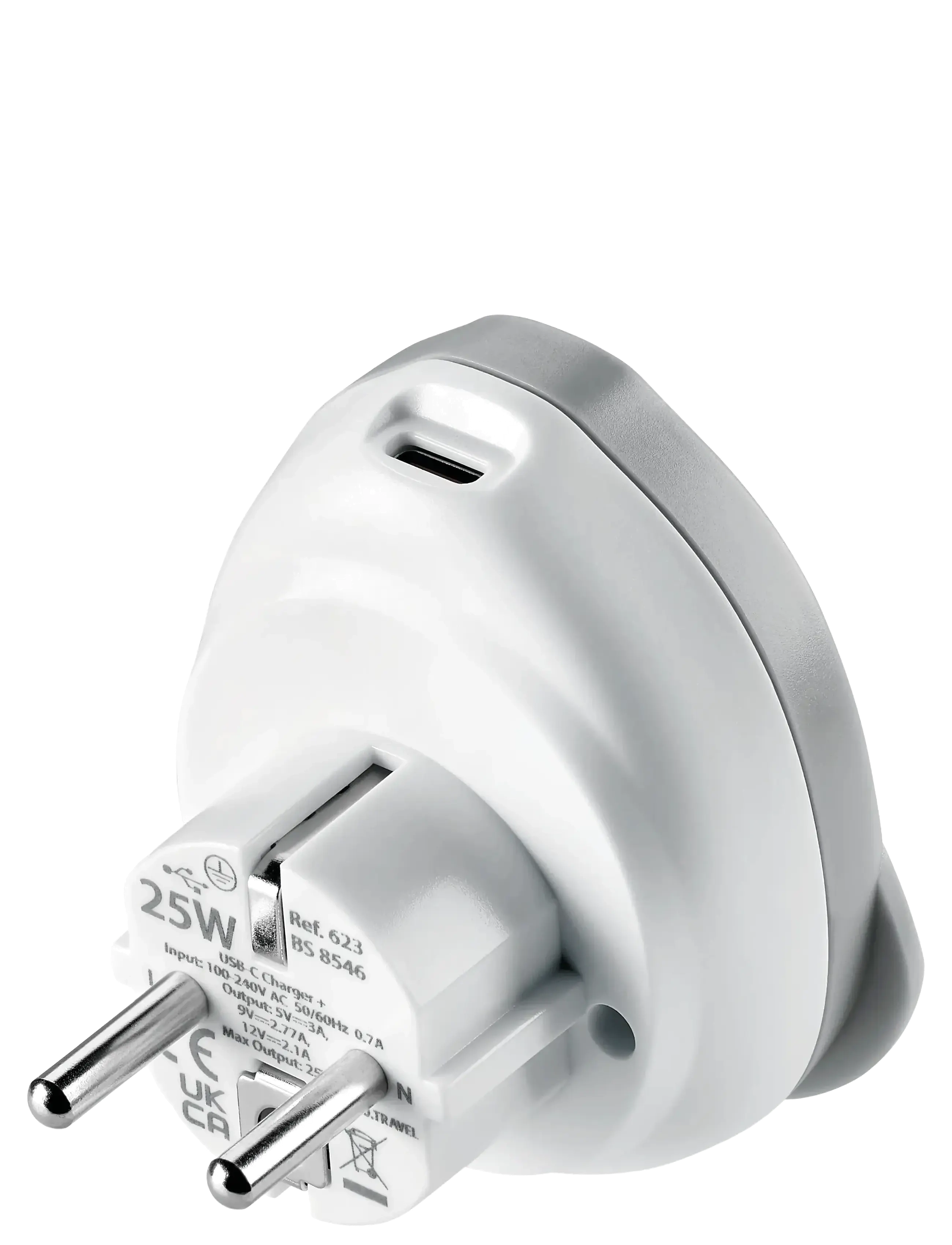 Go Travel - World - EU USB-C Adaptor + (25W) - tehnikatarvikud - white - 3