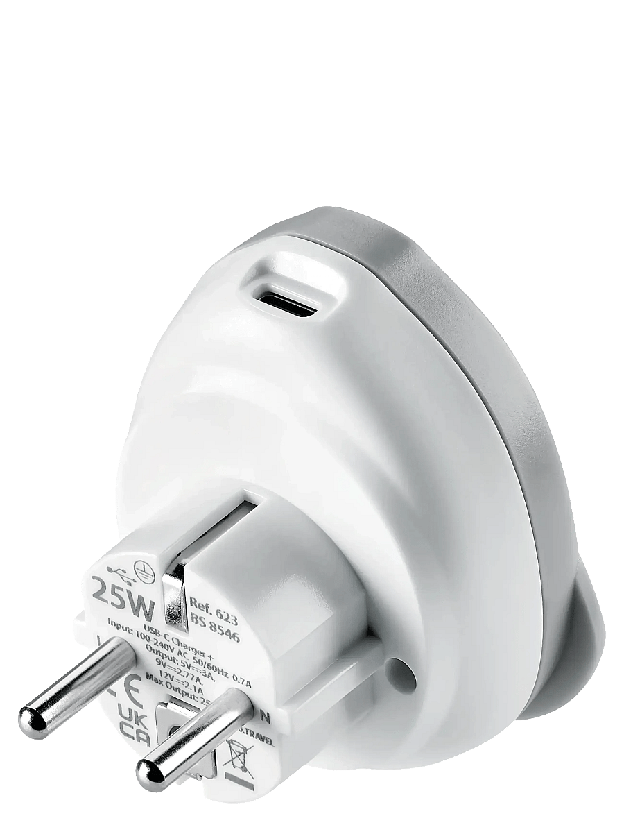 Go Travel - World - EU USB-C Adaptor + (25W) - technische & hilfreiche accessoires - white - 3