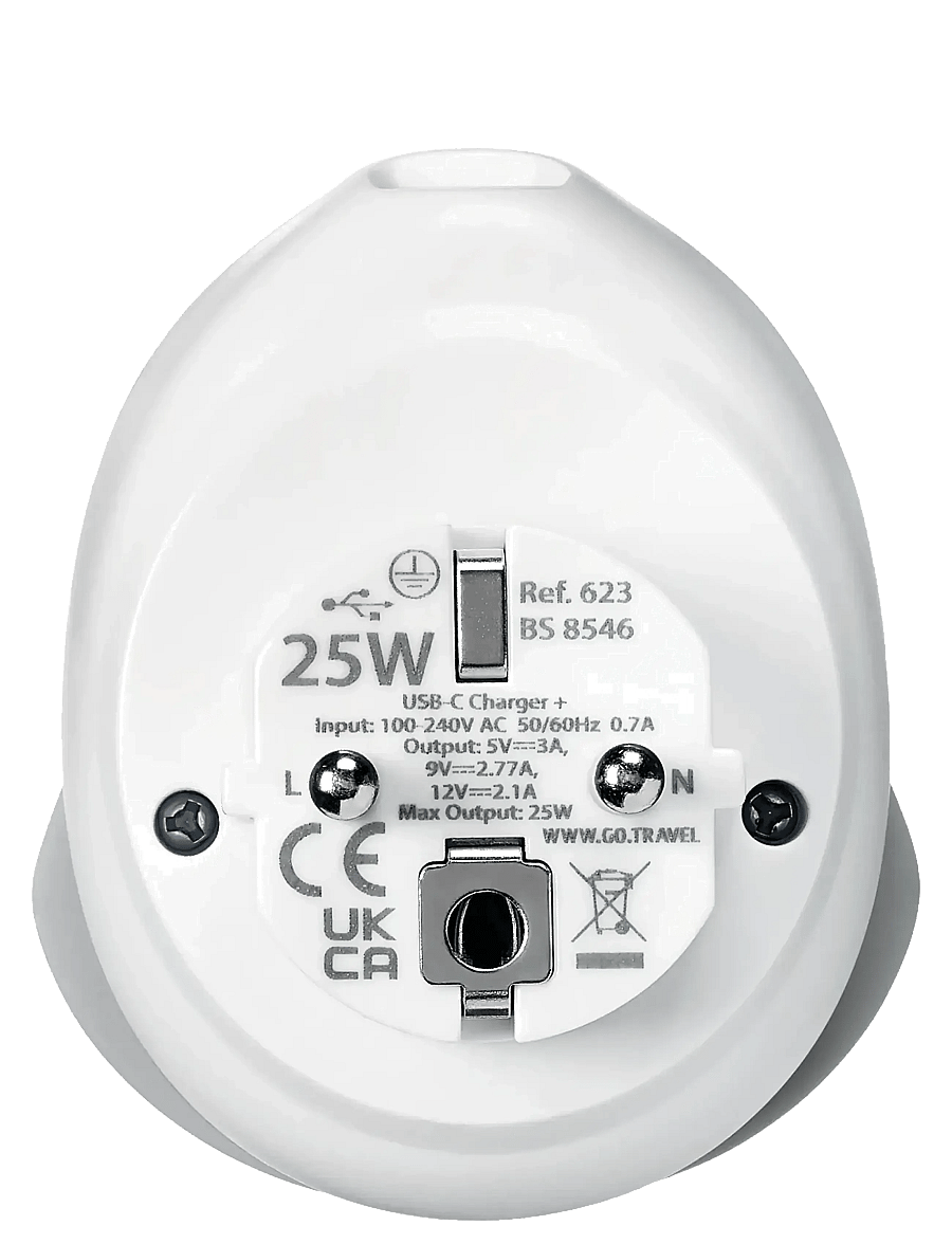 Go Travel - World - EU USB-C Adaptor + (25W) - technische & hilfreiche accessoires - white - 4