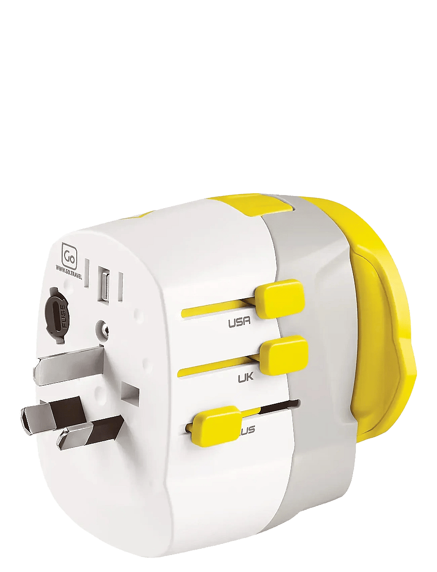 Go Travel - Worldwide adaptor + USB - funkcionāli piederumi - white - 2