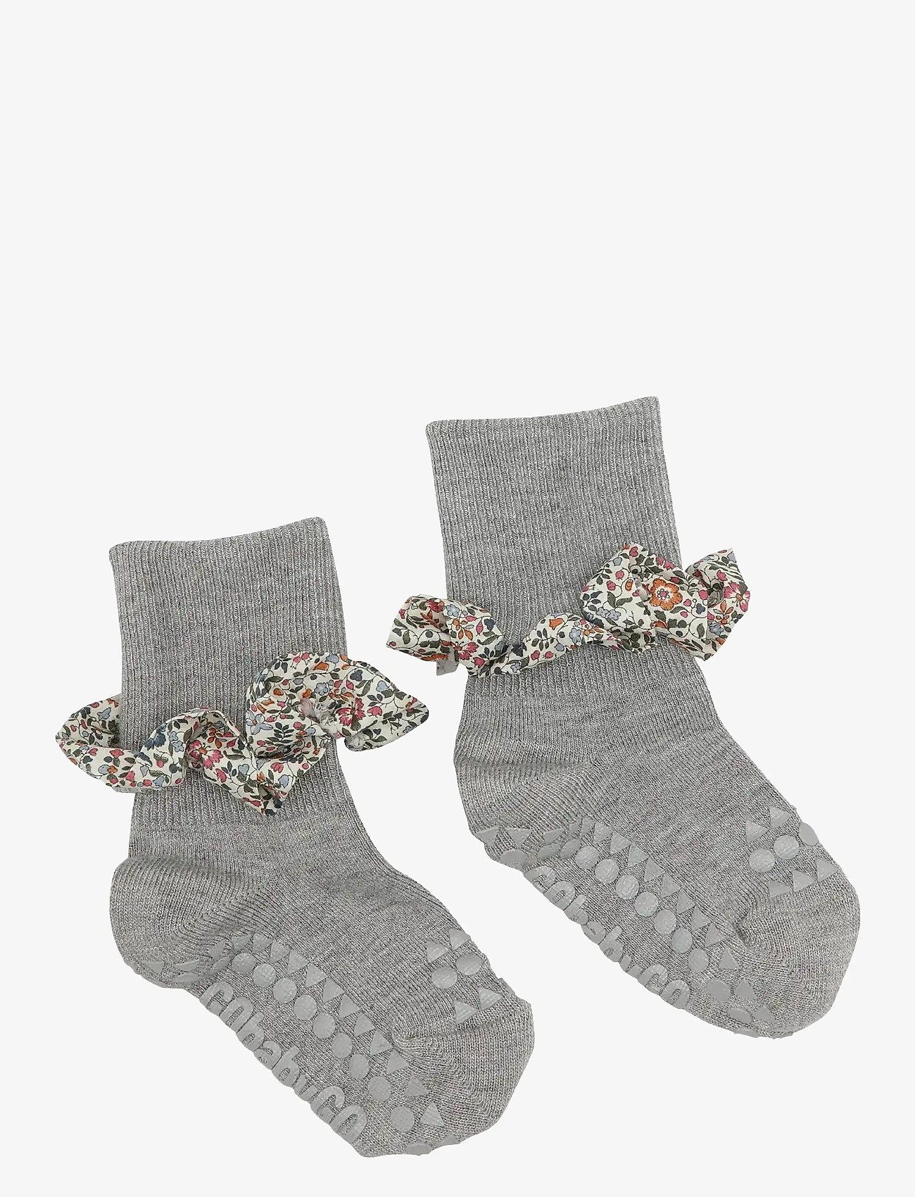 GoBabyGo - Non-slip socks - Bamboo / Liberty - halksockor - grey melange / katie and millie orange - 0