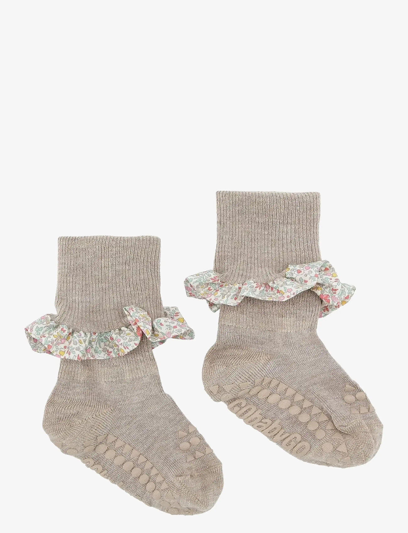 GoBabyGo - Non-slip socks - Bamboo / Liberty - anti-rutsch socken - sand / katie and millie yellow - 0