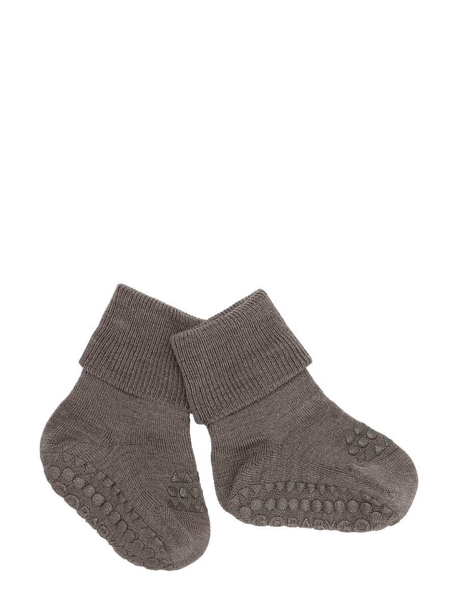 GoBabyGo - Non-Slip socks - merino wool - anti-rutsch socken - brown melange - 0