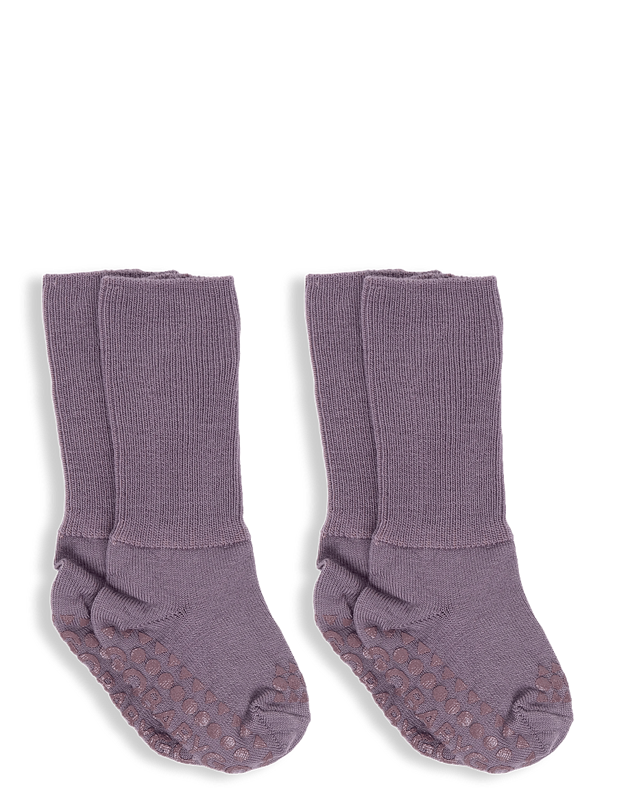 GoBabyGo - Non-Slip socks - merino wool - skridsikre sokker - dark purple dove - 1