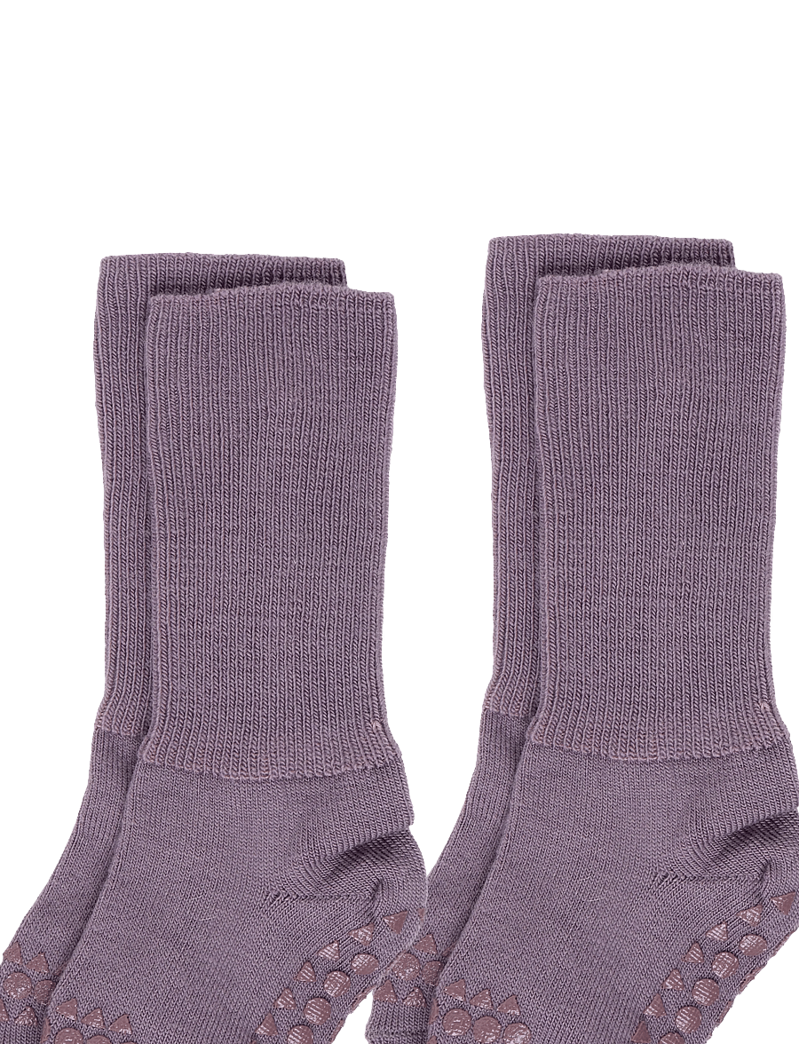 GoBabyGo - Non-Slip socks - merino wool - skridsikre sokker - dark purple dove - 2