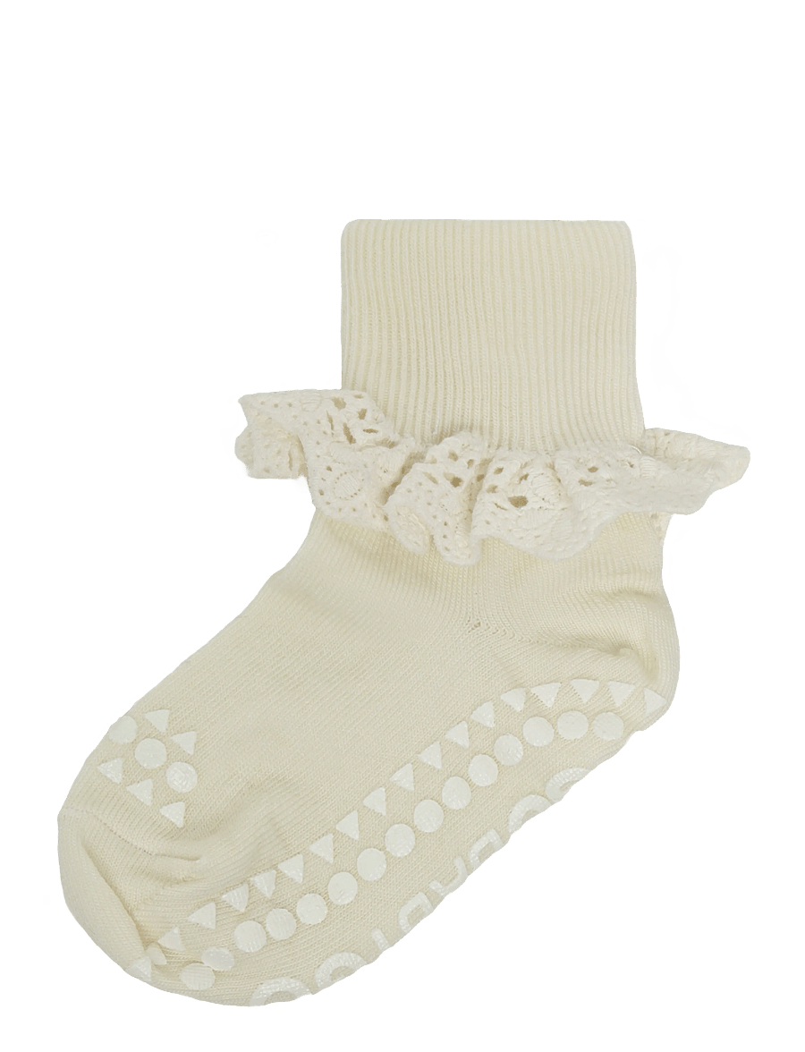 GoBabyGo - Non-Slip - merino wool lace - anti-rutsch socken - snow white - 0
