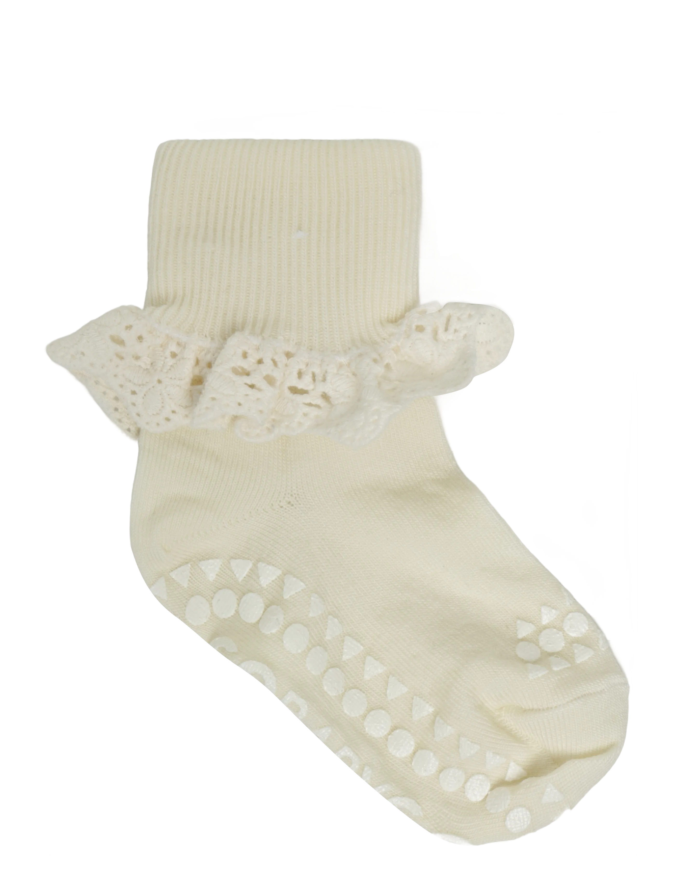 GoBabyGo - Non-Slip - merino wool lace - anti-rutsch socken - snow white - 1