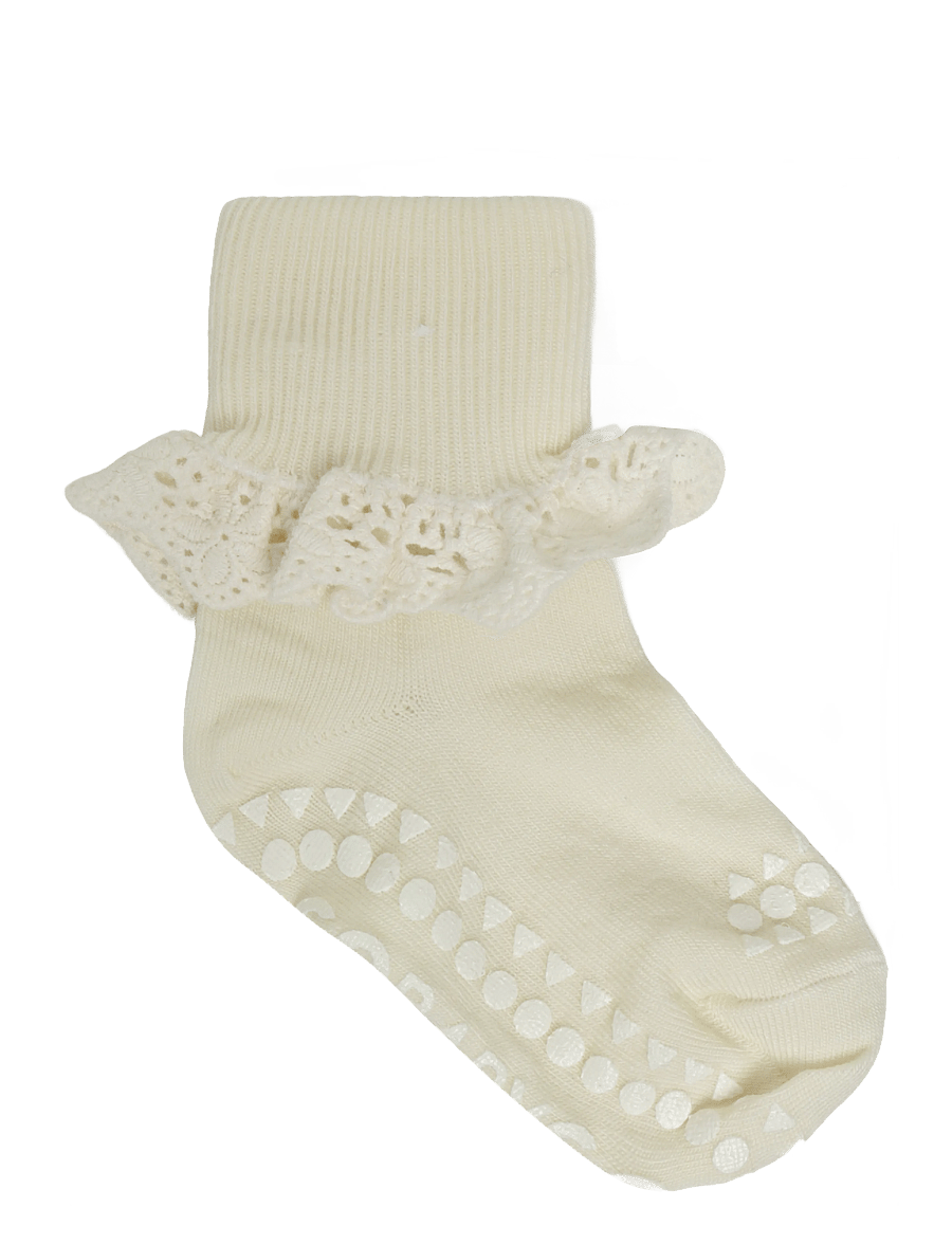 GoBabyGo - Non-Slip - merino wool lace - anti-rutsch socken - snow white - 1