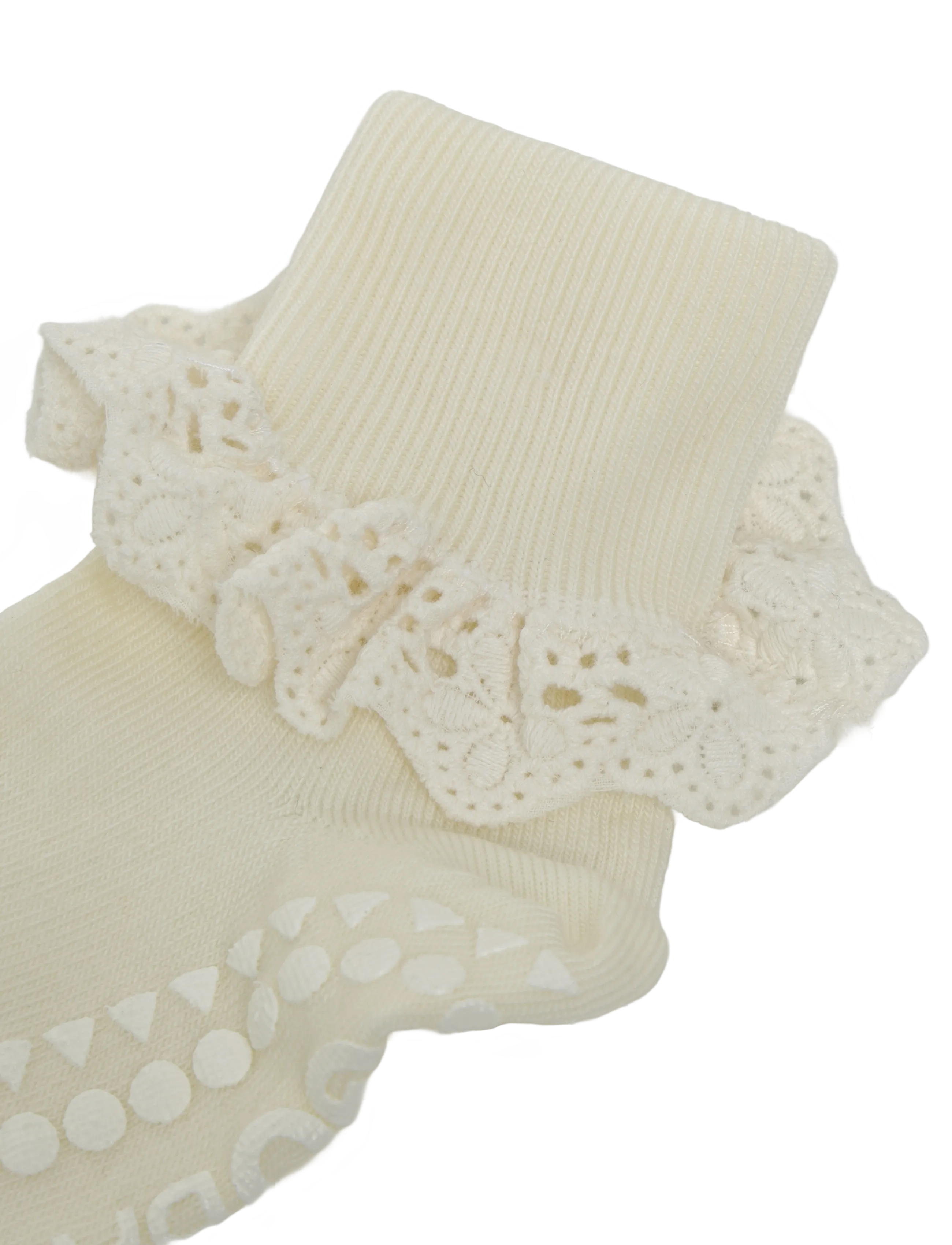 GoBabyGo - Non-Slip - merino wool lace - anti-rutsch socken - snow white - 2