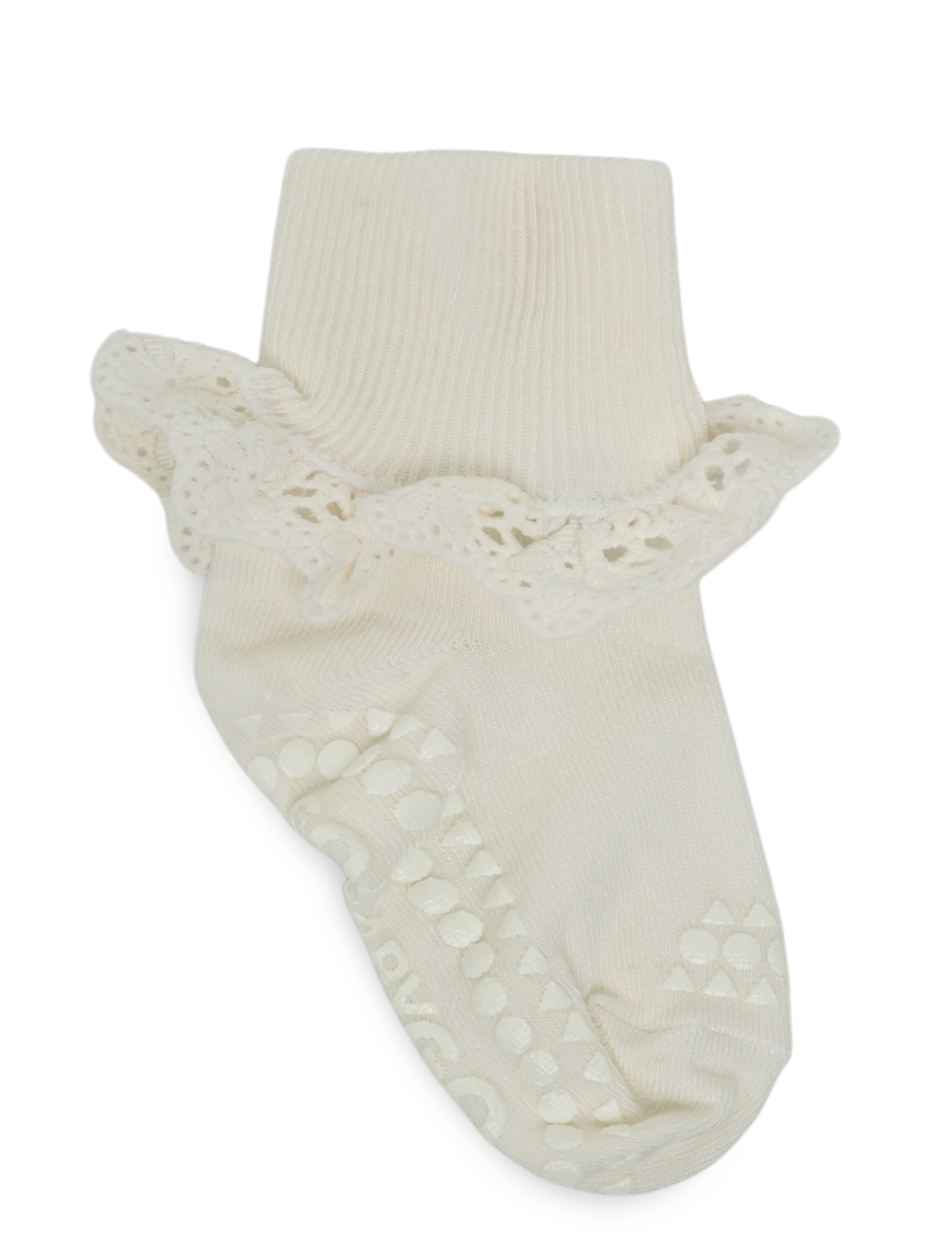 GoBabyGo - Non-Slip - viscose-bamboo lace - anti-rutsch socken - snow white - 1