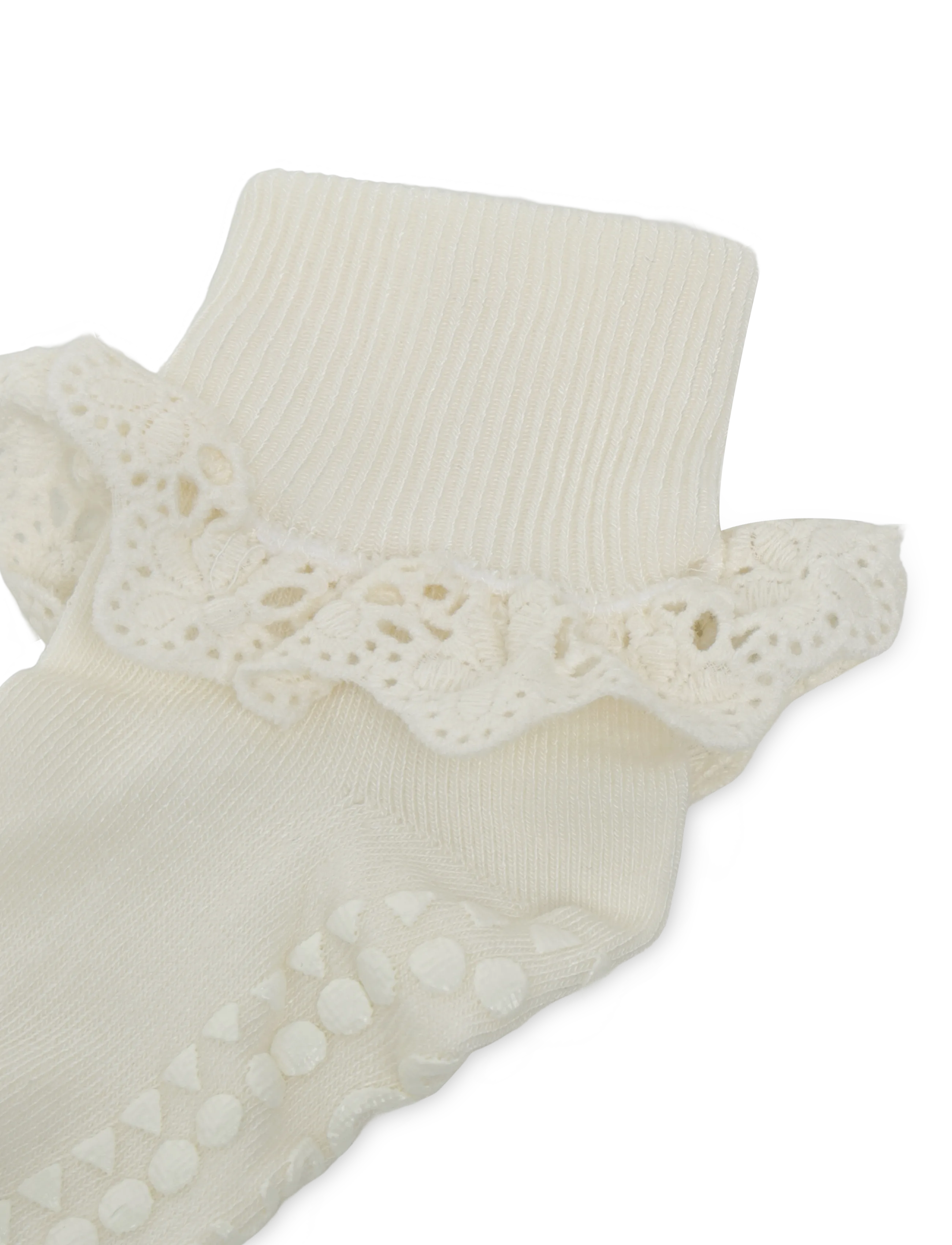 GoBabyGo - Non-Slip - viscose-bamboo lace - anti-rutsch socken - snow white - 2