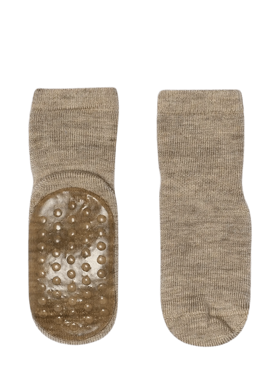 GoBabyGo - Wool socks - anti-slip - libisemisvastased sokid - light brown melange - 0