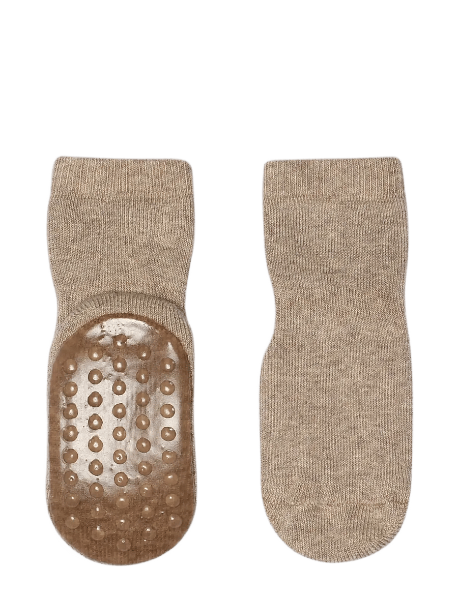 GoBabyGo - Cotton socks - anti-slip - libisemisvastased sokid - light brown melange - 0
