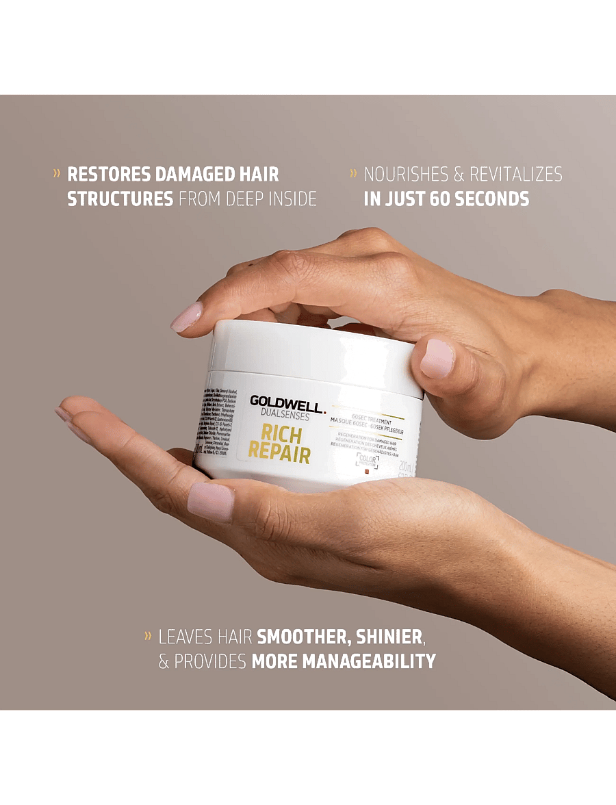 Goldwell - Goldwell Dualsenses Rich Repair Restoring 60Sec Treatment 200 ml - juuksemaskid - clear - 3