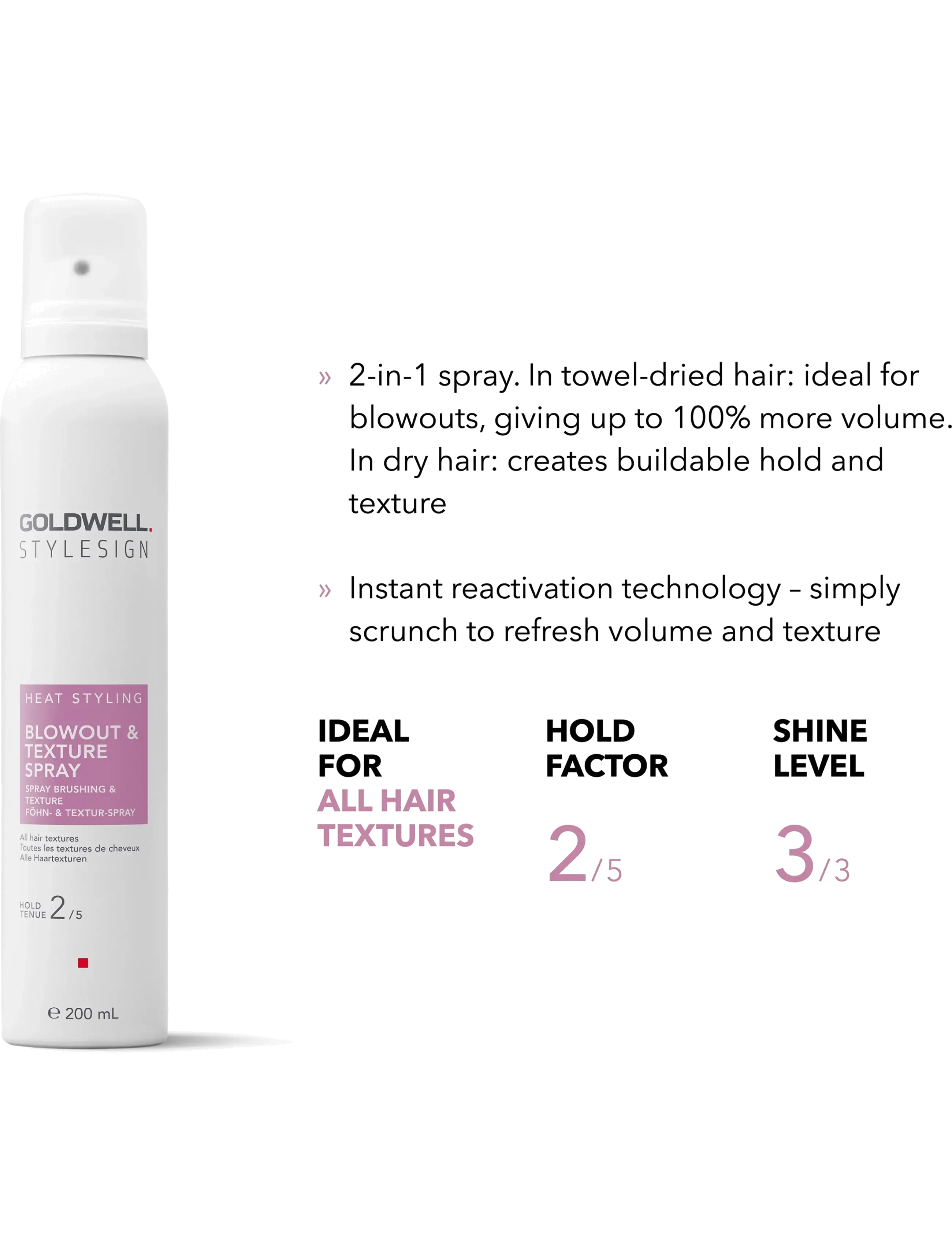 Goldwell - Goldwell StyleSign Blowout & Texture Spray 200 ml - volumenspray - clear - 1