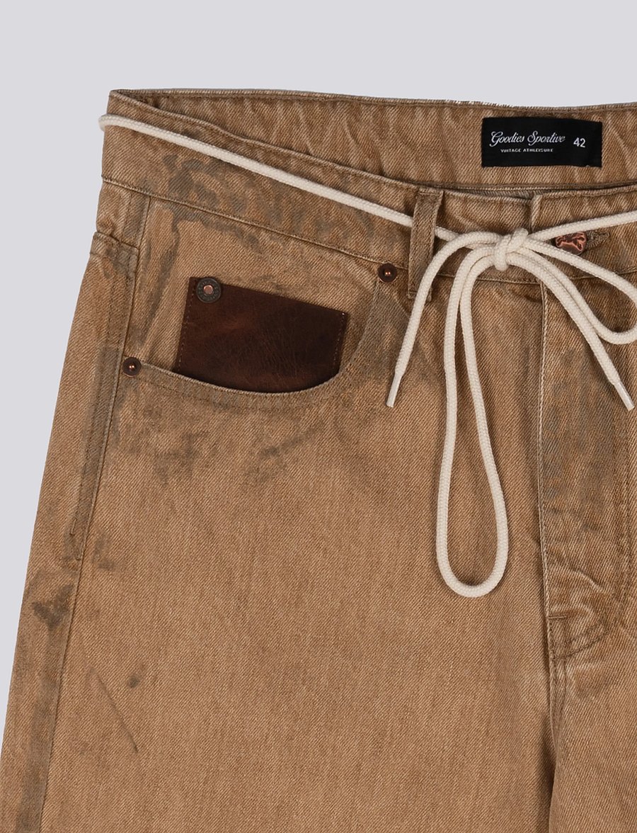 Goodies Sportive - CAMEL DIRTY PANTS - loose jeans - camel - 4