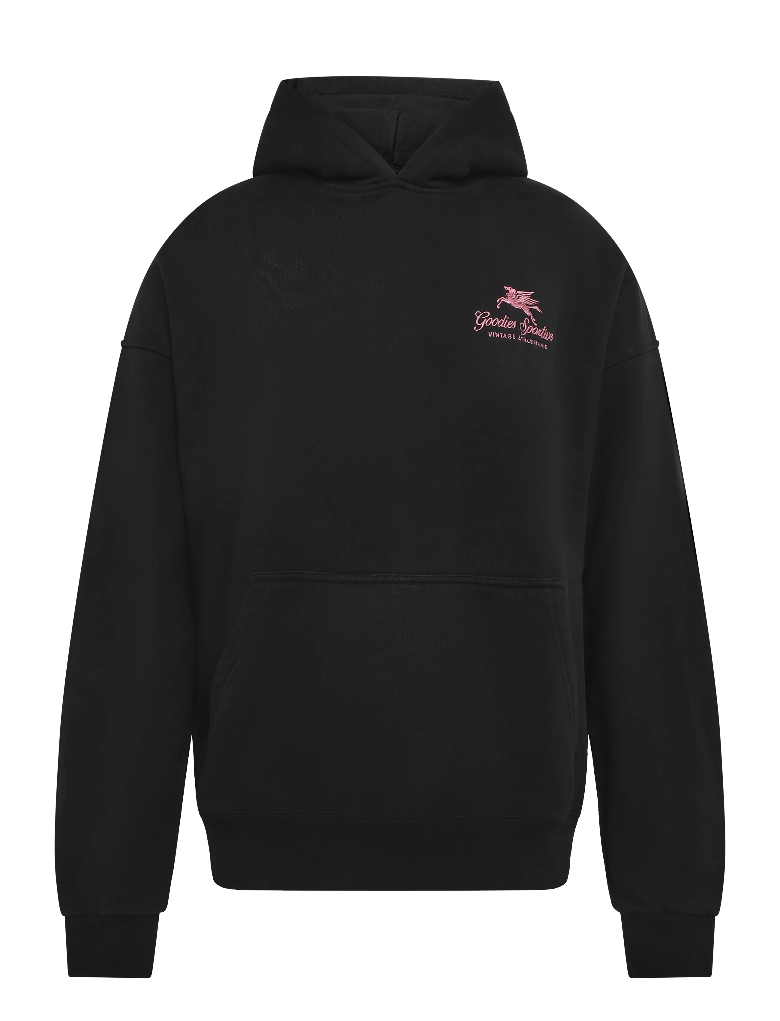 550Gms Premium Boxy Hoodie Black Contrast Embroidery