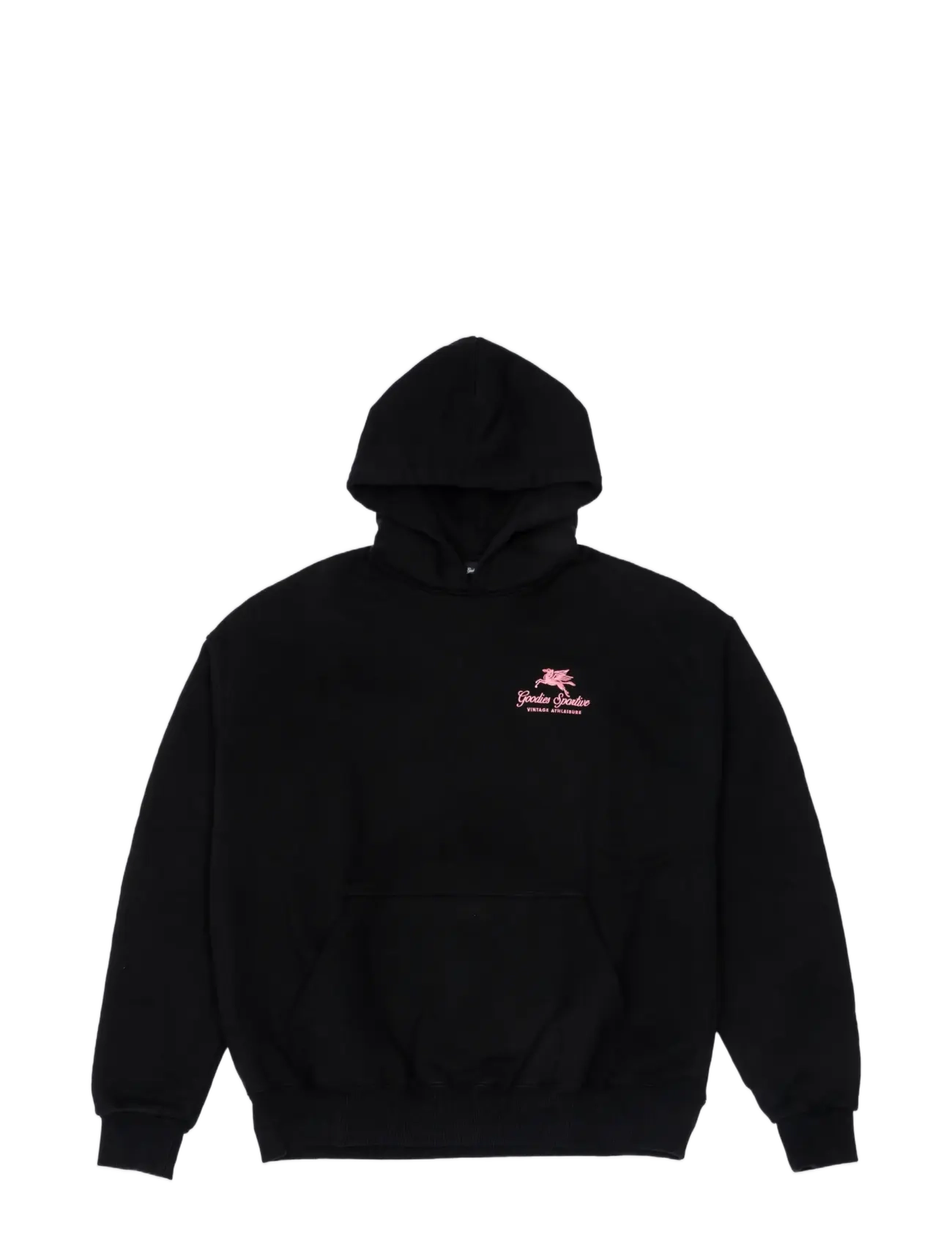 Goodies Sportive 550GMS PREMIUM BOXY HOODIE BLACK CONTRAST EMBROIDERY - Streetwear - BLACK / black