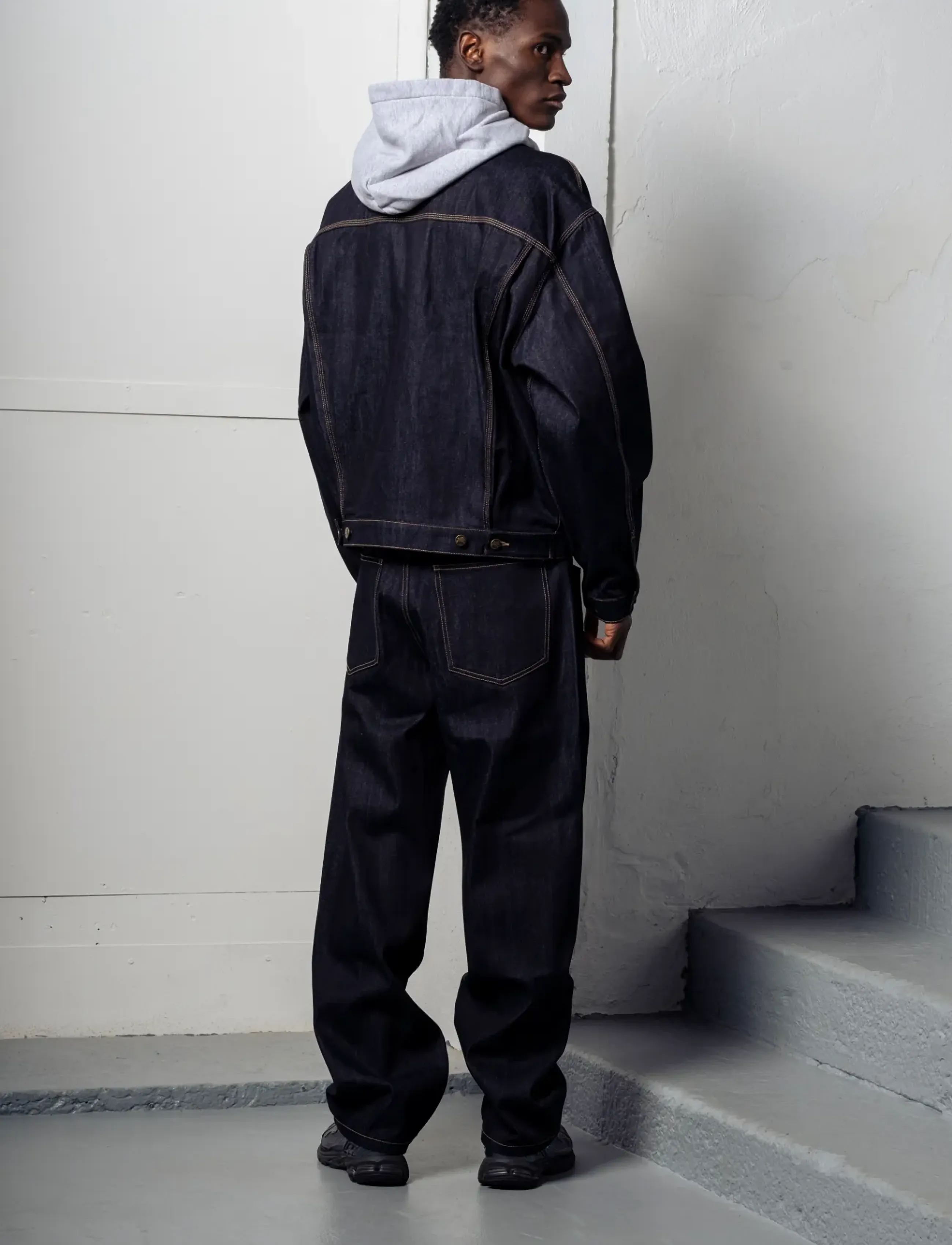 Raw Denim Wide Leg Pants