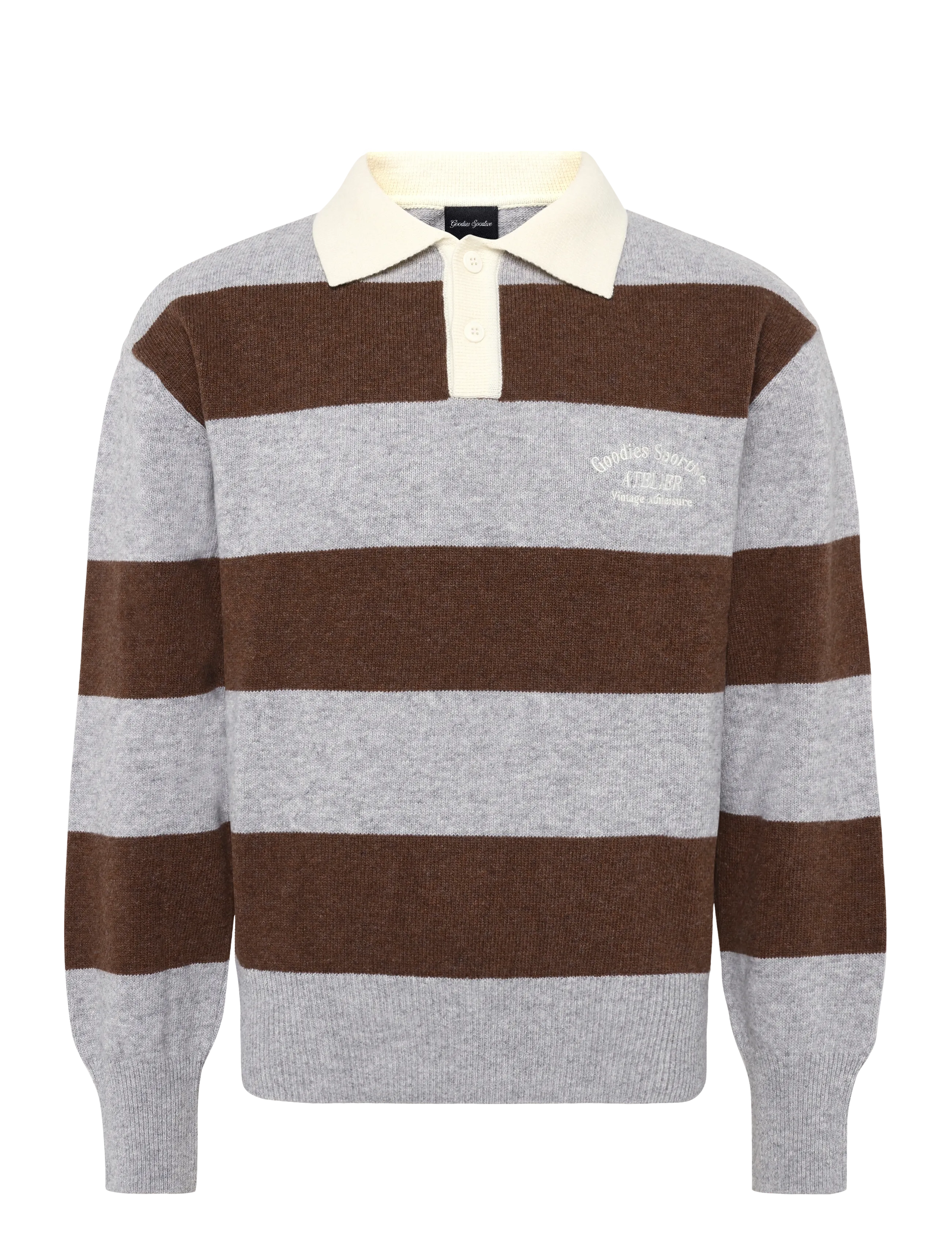 Goodies Sportive - SHITAKE POLO - poloer i strik med lange ærmer - brown/grey - 1