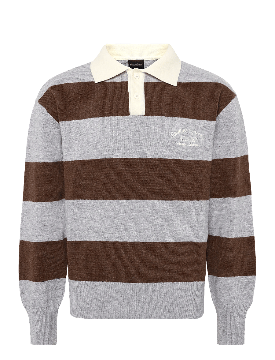Goodies Sportive - SHITAKE POLO - poloer i strik med lange ærmer - brown/grey - 1