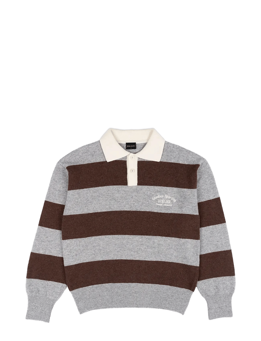 Goodies Sportive - SHITAKE POLO - poloer i strik med lange ærmer - brown/grey - 1