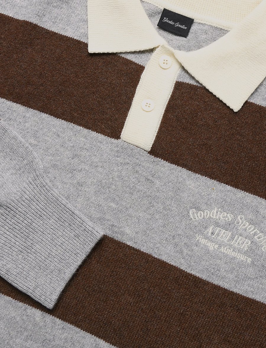 Goodies Sportive - SHITAKE POLO - poloer i strik med lange ærmer - brown/grey - 4