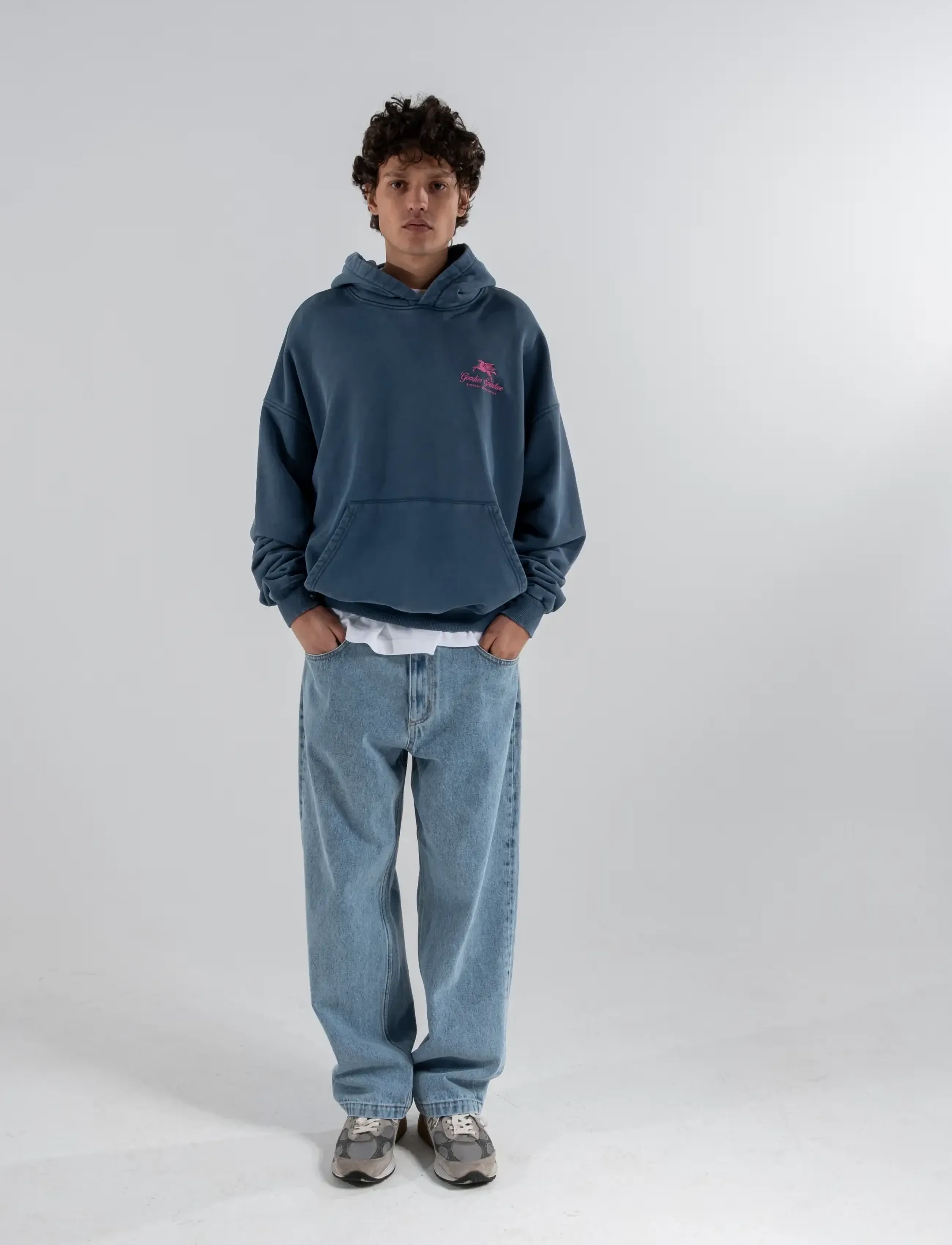 Goodies Sportive WIDE LEG STONE WASHED JEANS - Shop efter stil - DENIM / blue