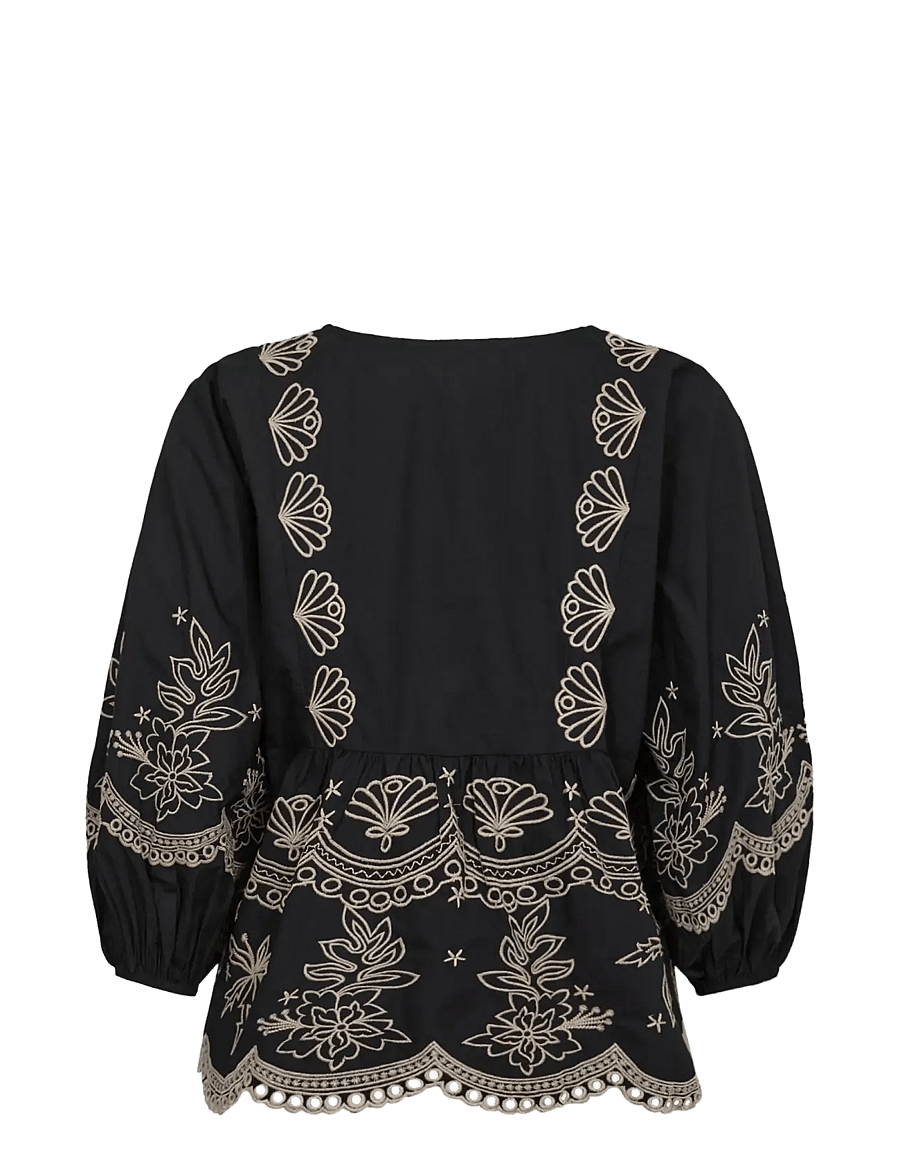 Gossia - SofjaGO Blouse - langärmelige blusen - black/sand - 1