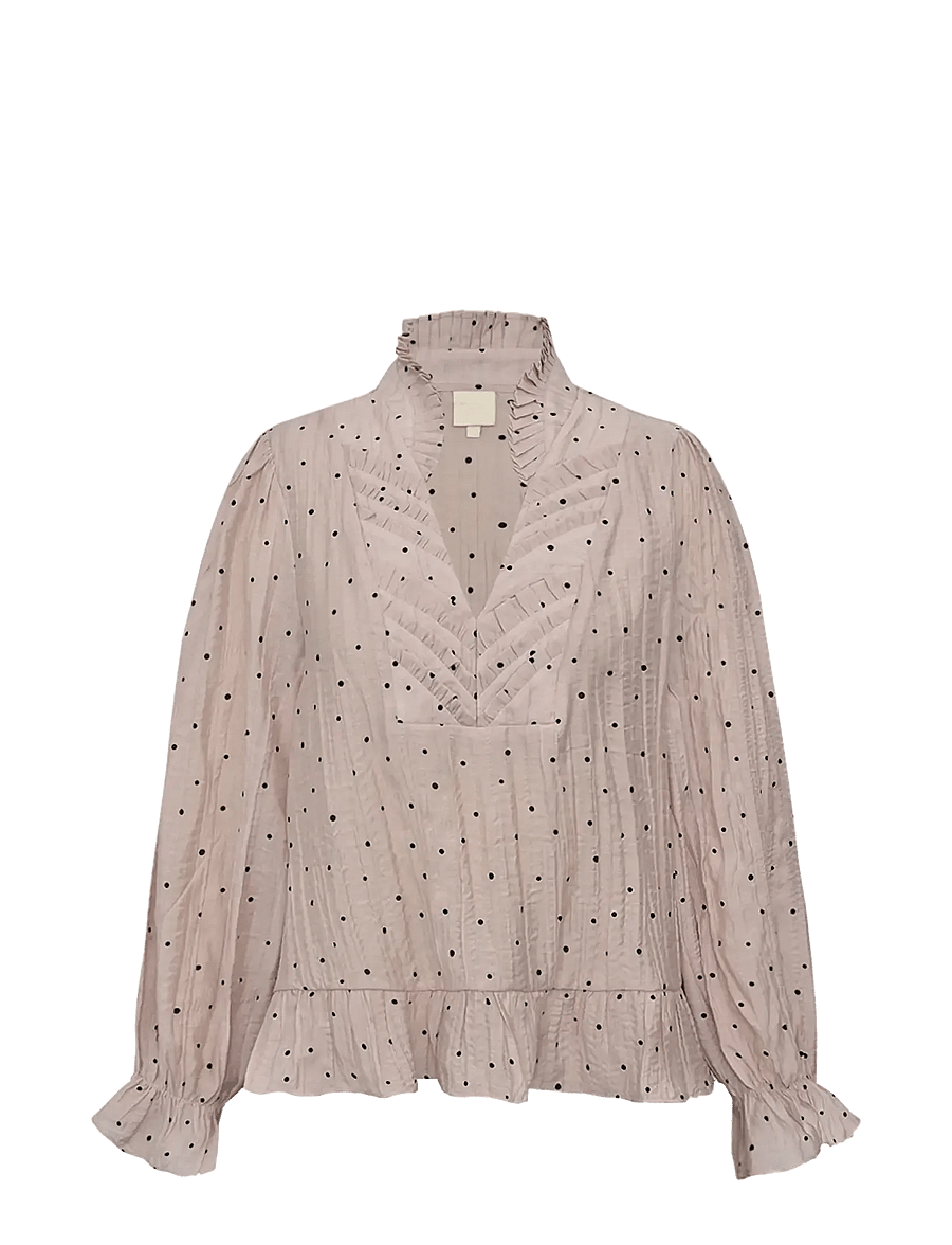 Gossia - NazliGO Lullo Blouse - long sleeved blouses - rose black dots - 0