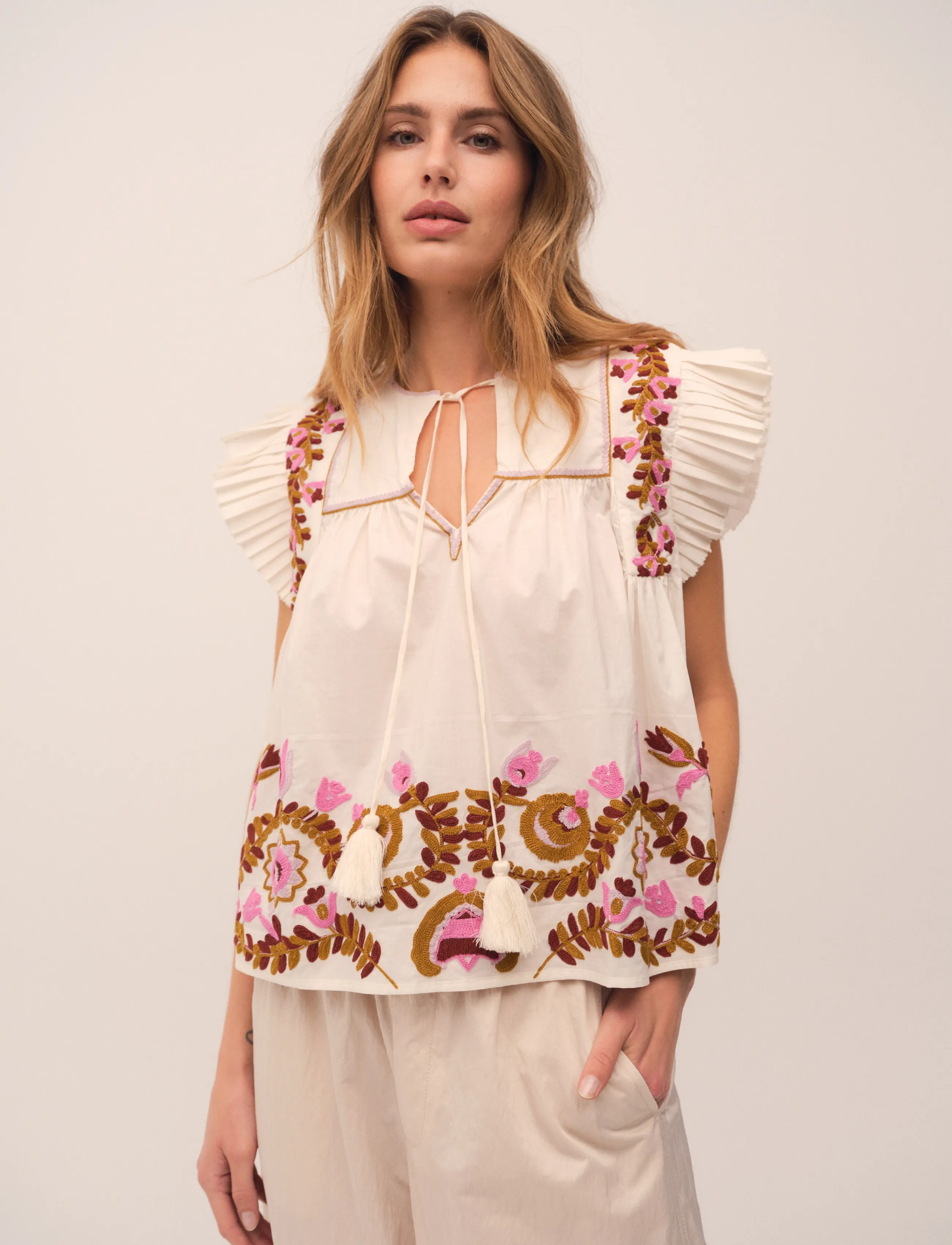 Gossia - ZarinaGO Blouse - short-sleeved blouses - off-white - 2
