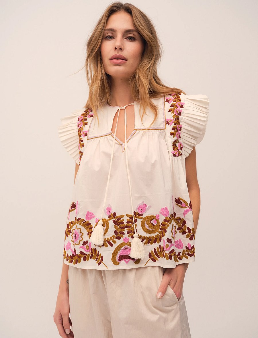 Gossia - ZarinaGO Blouse - kurzärmelige blusen - off-white - 2