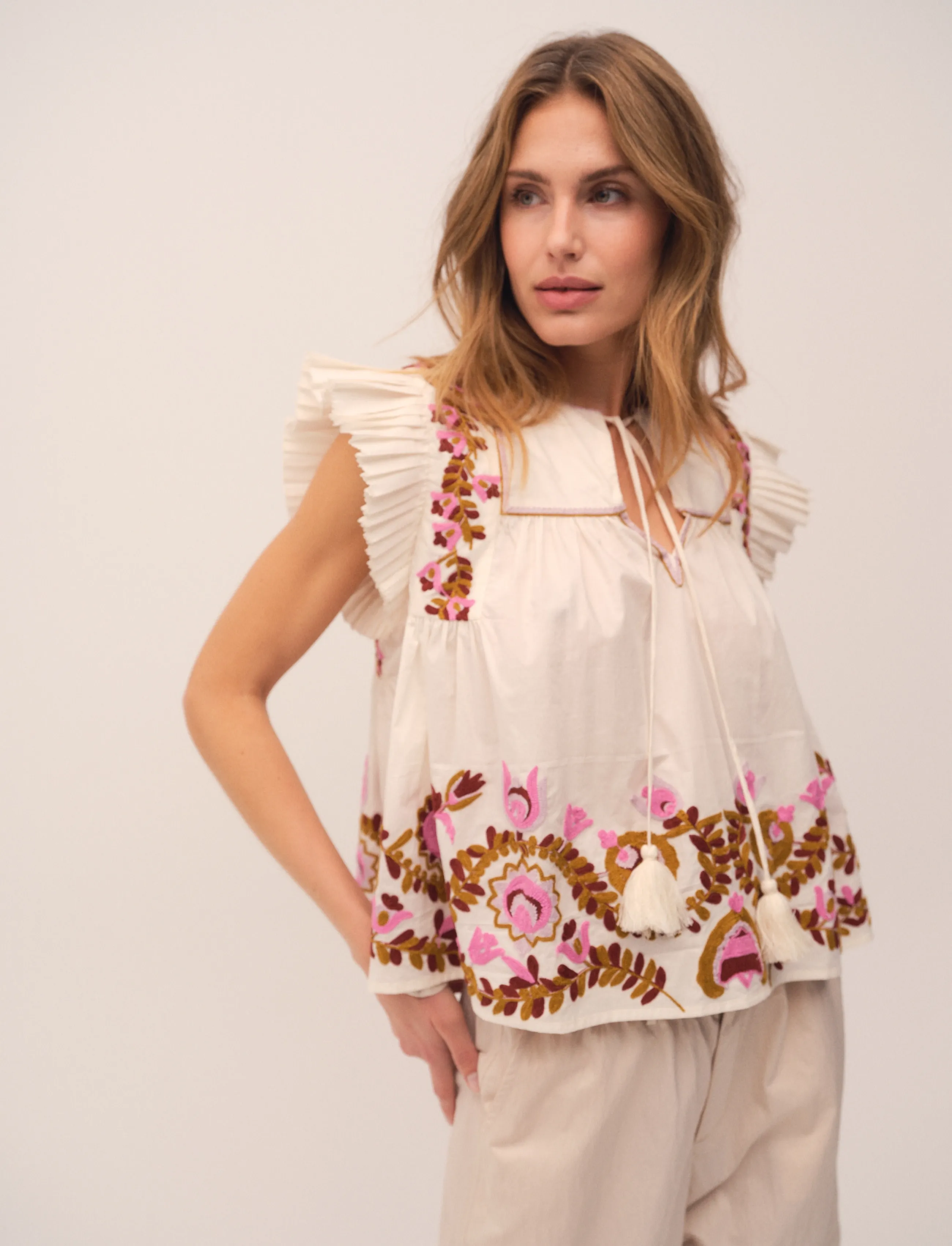 Gossia - ZarinaGO Blouse - short-sleeved blouses - off-white - 3