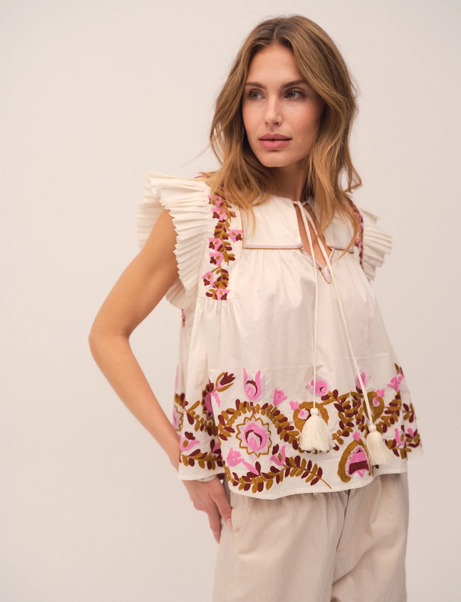Gossia - ZarinaGO Blouse - kurzärmelige blusen - off-white - 3
