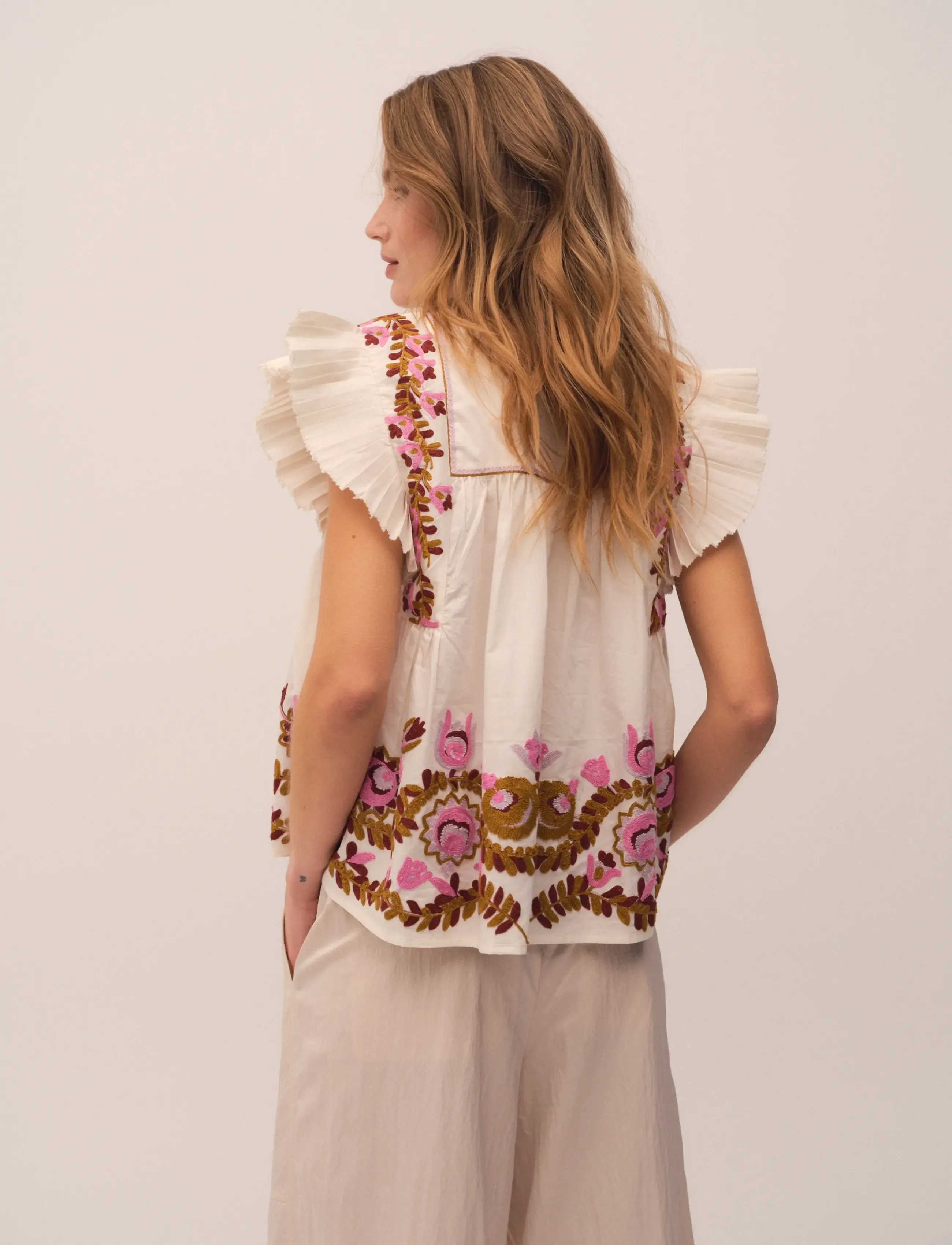 Gossia - ZarinaGO Blouse - short-sleeved blouses - off-white - 4