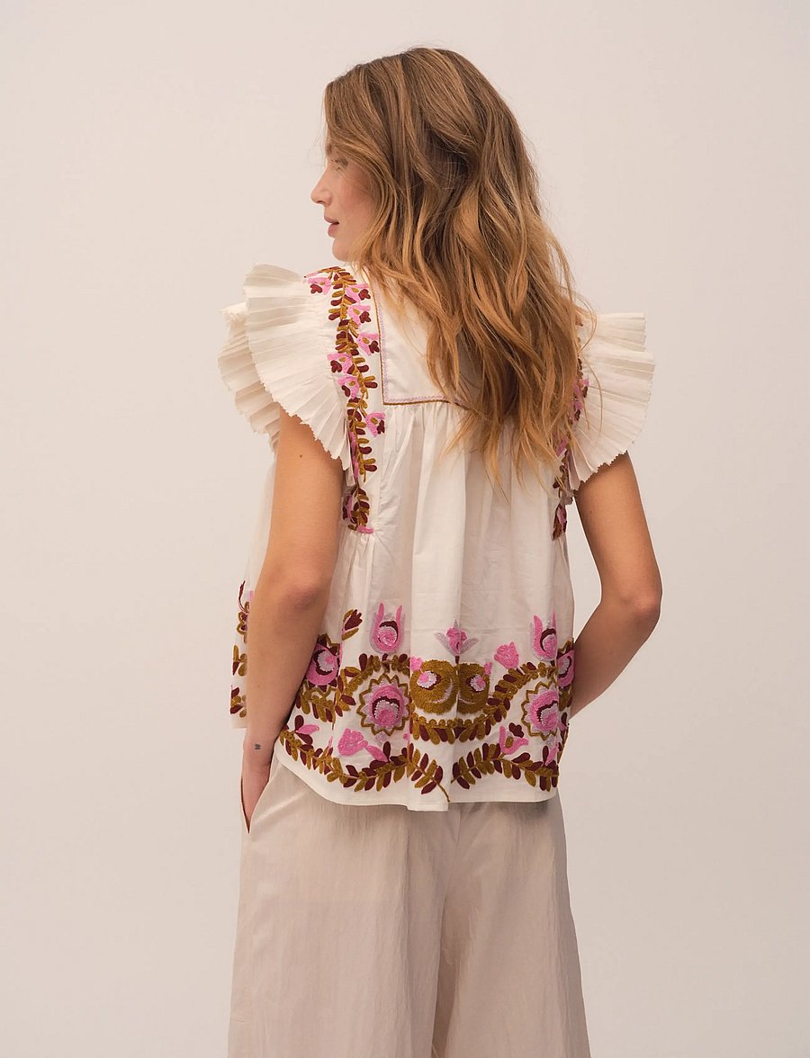 Gossia - ZarinaGO Blouse - kurzärmelige blusen - off-white - 4