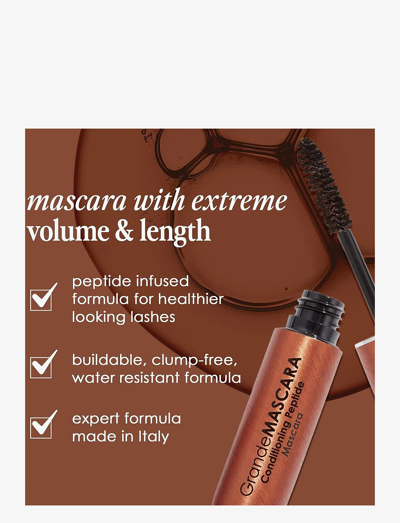 Grande Cosmetics - GrandeMASCARA Conditioning Peptide Mascara | Brown - Ögon & bryn  - brown - 2