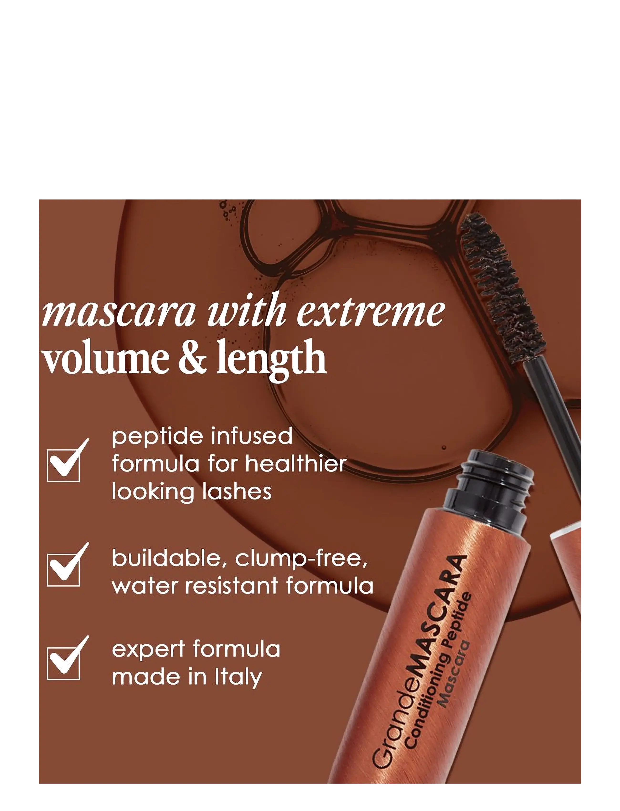 Grande Cosmetics - GrandeMASCARA Conditioning Peptide Mascara | Brown - makeup - brown - 2