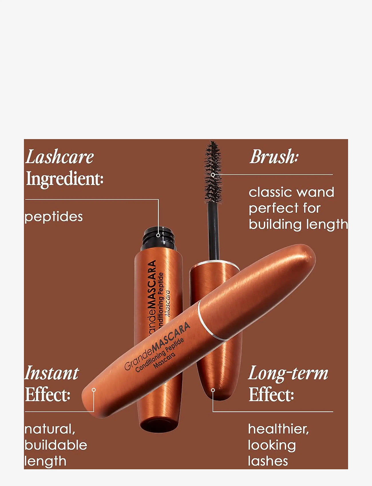 Grande Cosmetics - GrandeMASCARA Conditioning Peptide Mascara | Brown - Ögon & bryn  - brown - 4