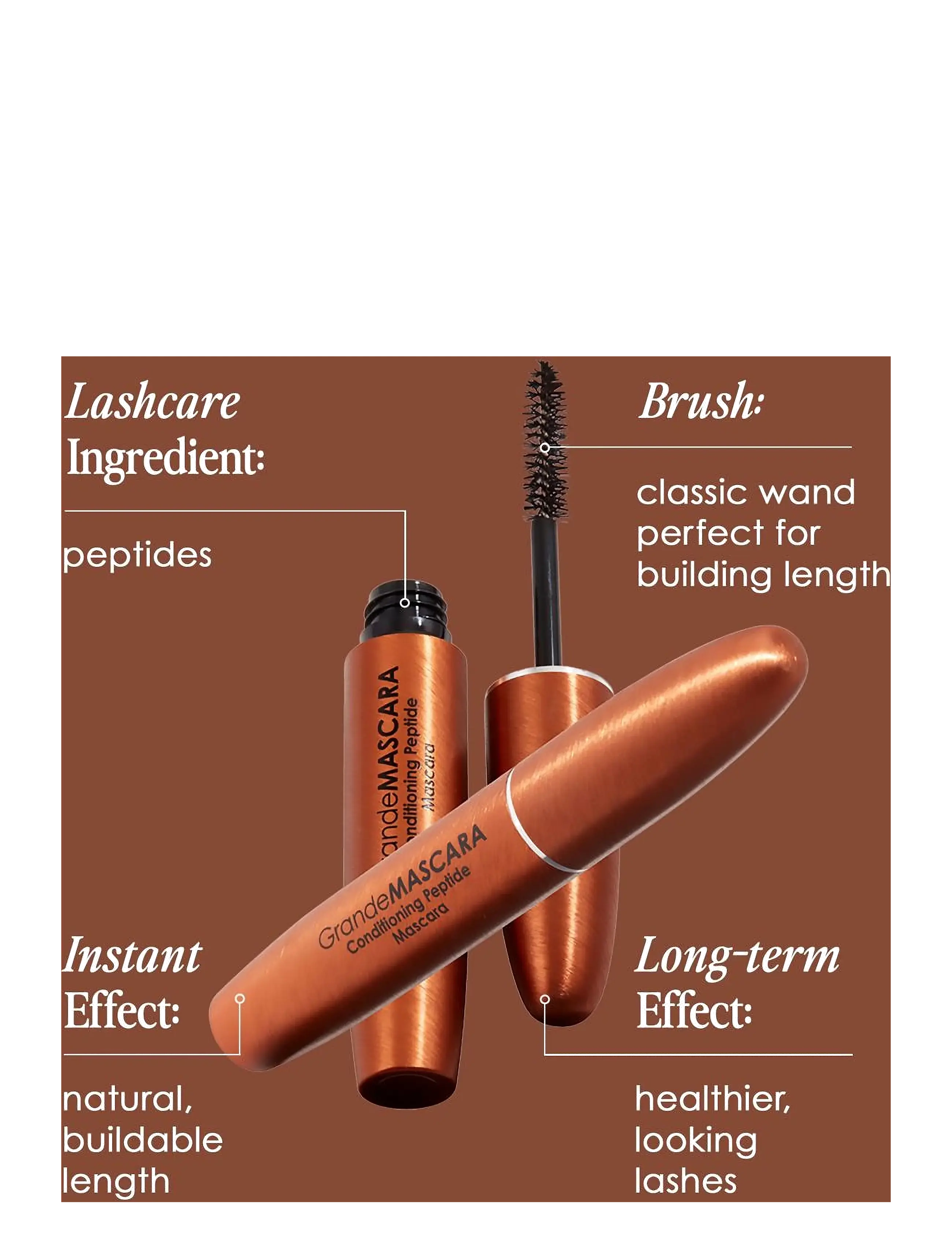 Grande Cosmetics - GrandeMASCARA Conditioning Peptide Mascara | Brown - makeup - brown - 4