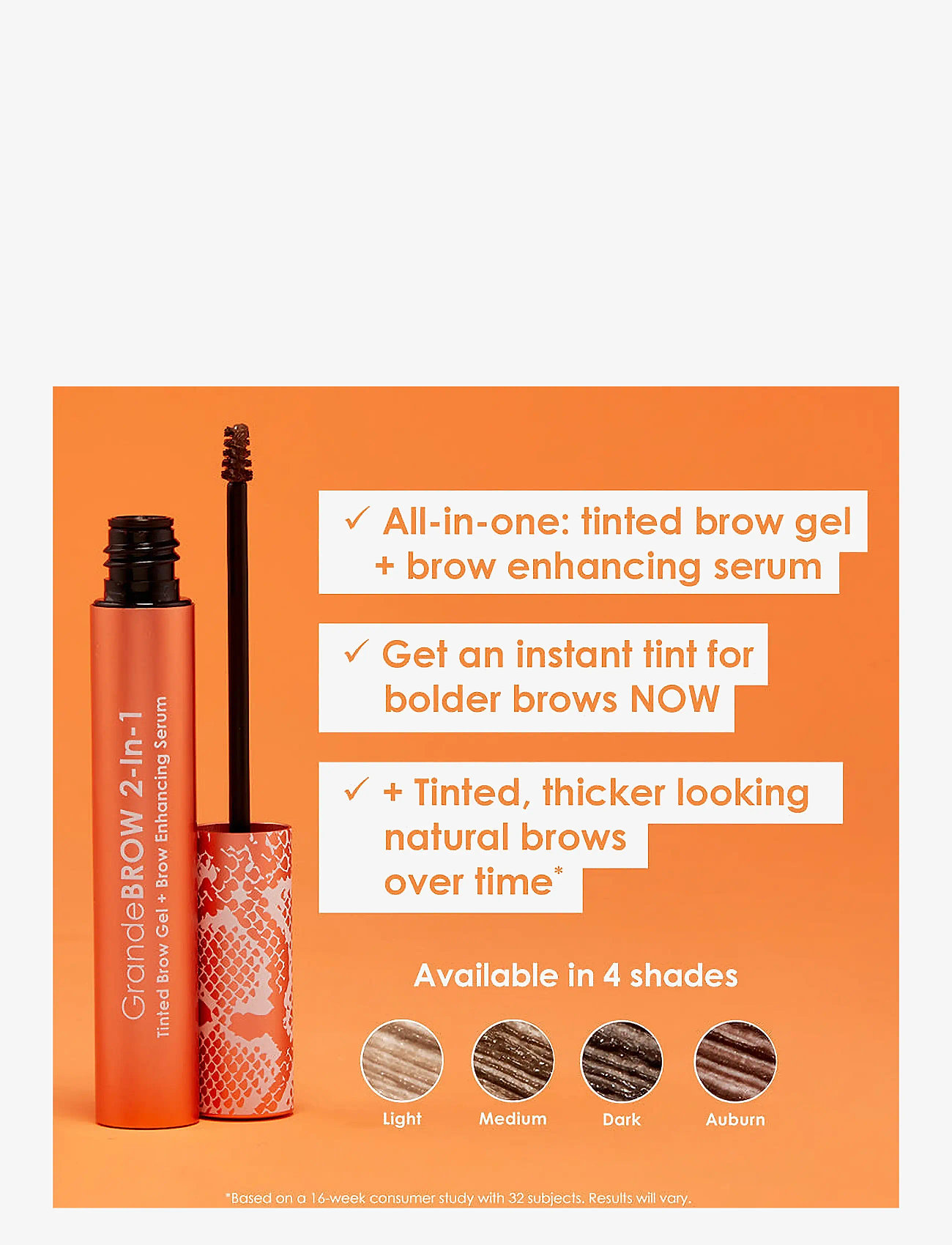 Grande Cosmetics - GrandeBROW 2-In-1 Tinted Brow Gel + Brow Enhancing Serum | Dark - makeup - dark brown - 3