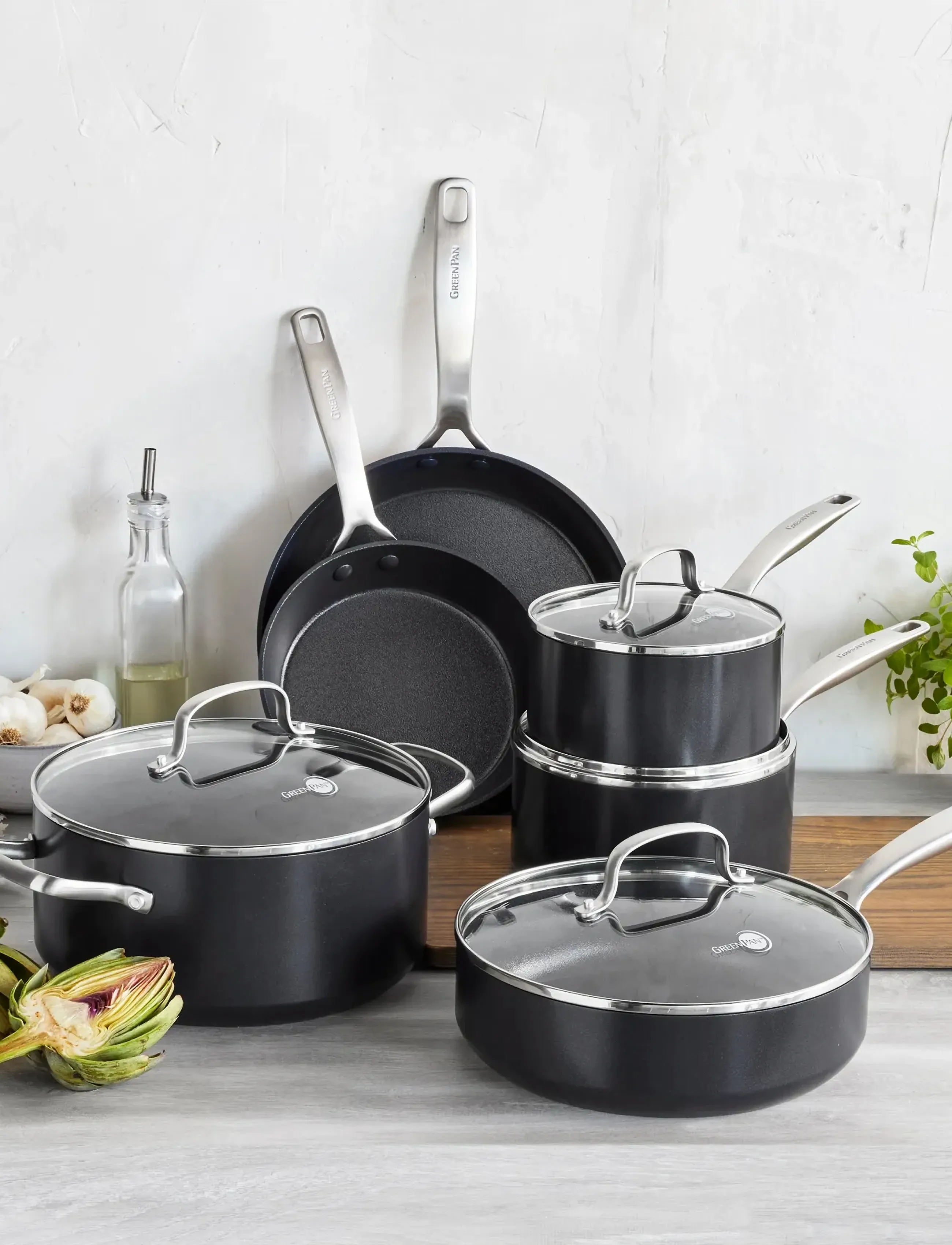 Greenpan Frypan set 2pcs: Frypan 20cm + Frypan 28cm - Vatertag - BLACK / black