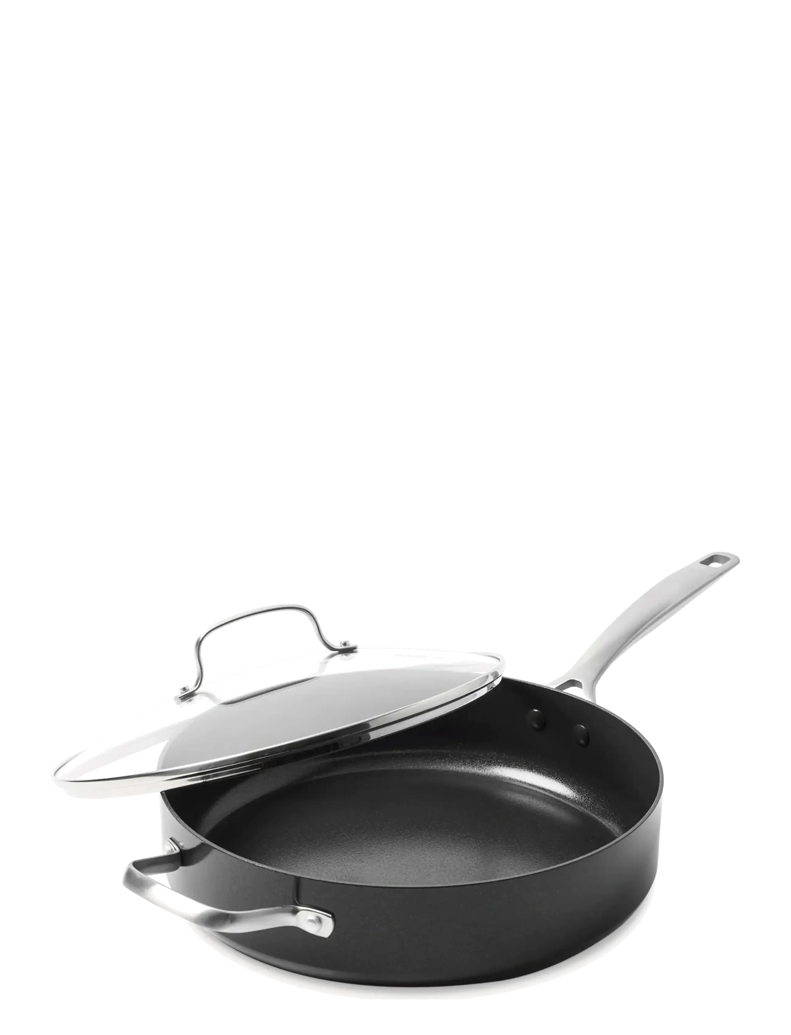 Greenpan Skillet 28cm/4.3L with lid + helper handle - Keptuvės & Ketaus Keptuvės - BLACK / black
