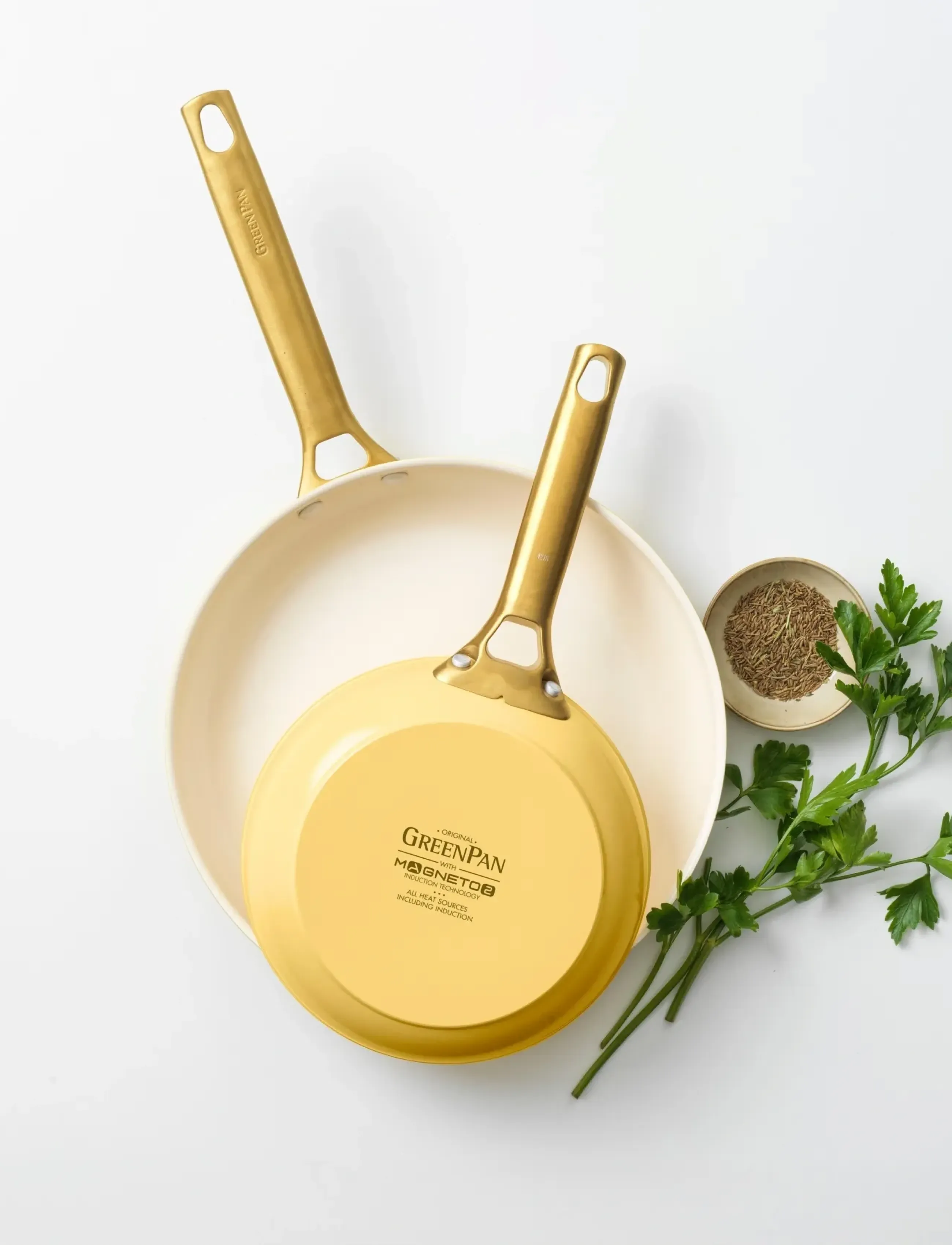 Greenpan Frypan set 2pcs: Frypan 20cm + Frypan 26cm - Meestele - YELLOW / cream