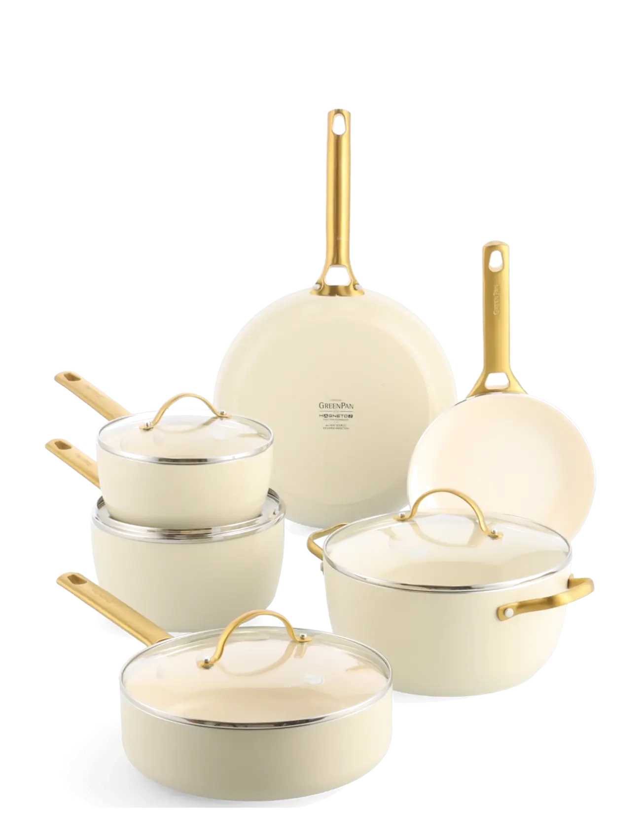 Greenpan Padova Reserve Grydesæt, 10 Dele – Cream White, Stegepande, Creme, Str: ONE SIZE