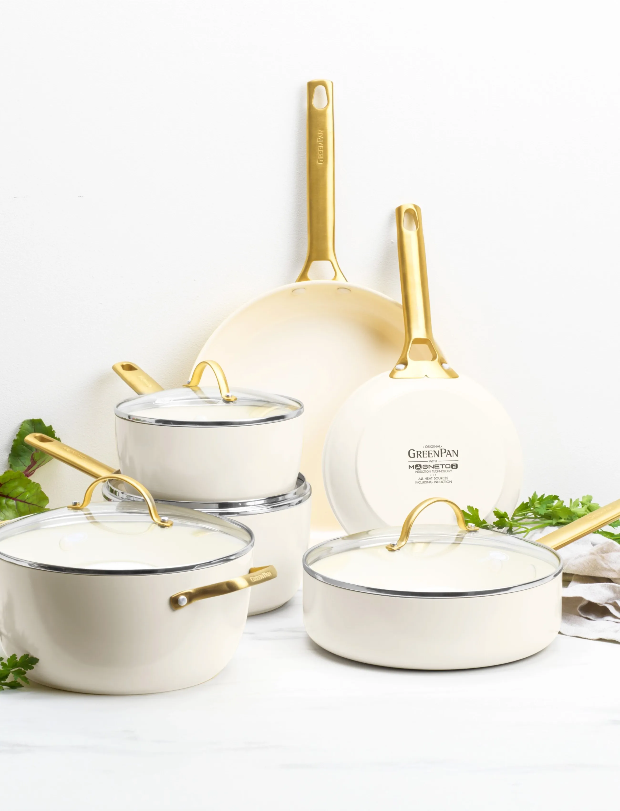 Greenpan Padova Reserve Grydesæt, 10 Dele – Cream White, One Size, Pots & Pans, Creme - Frying Homeware